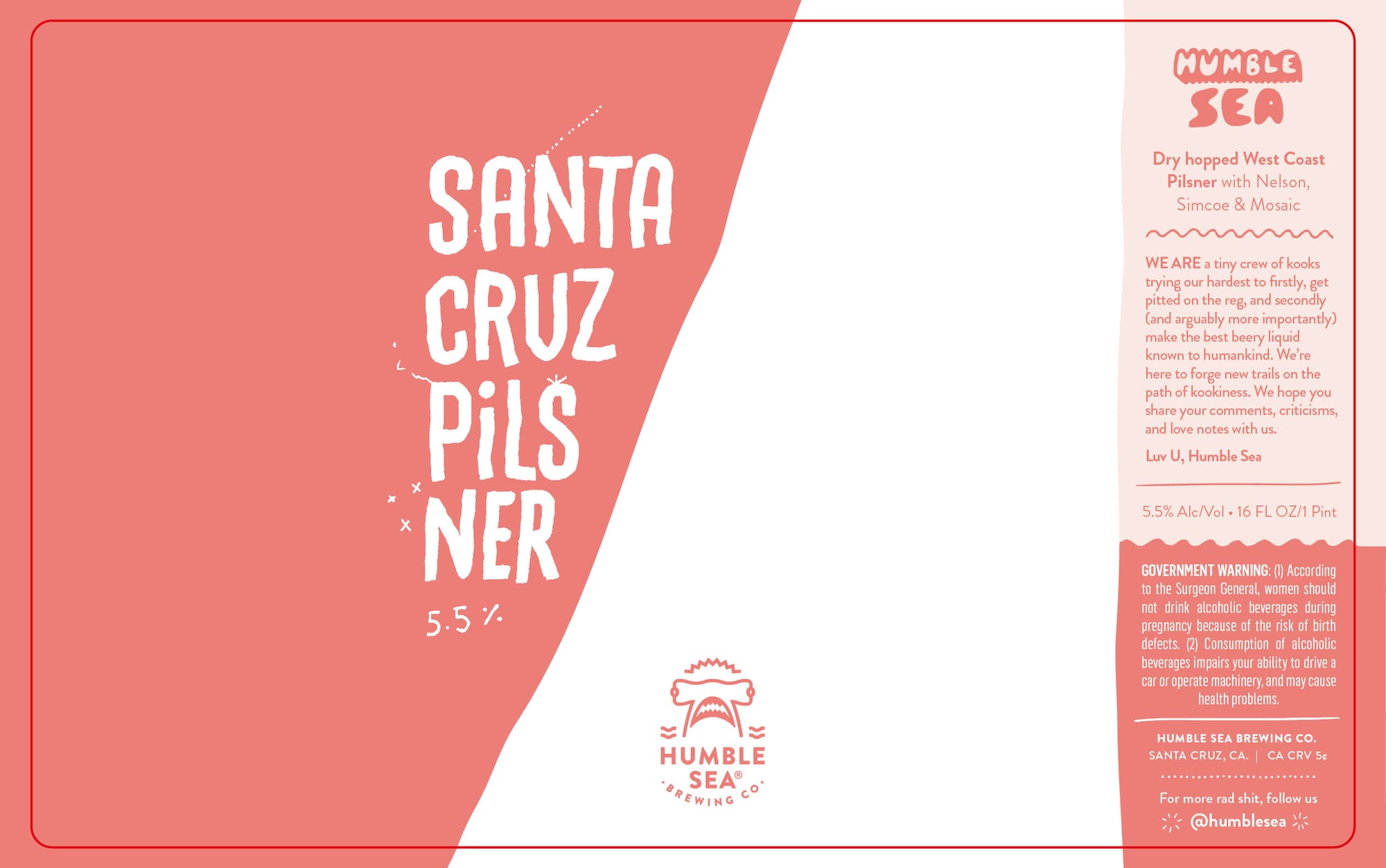 Santa Cruz Pilsner by Humble Sea Brewing Co. - beer label
