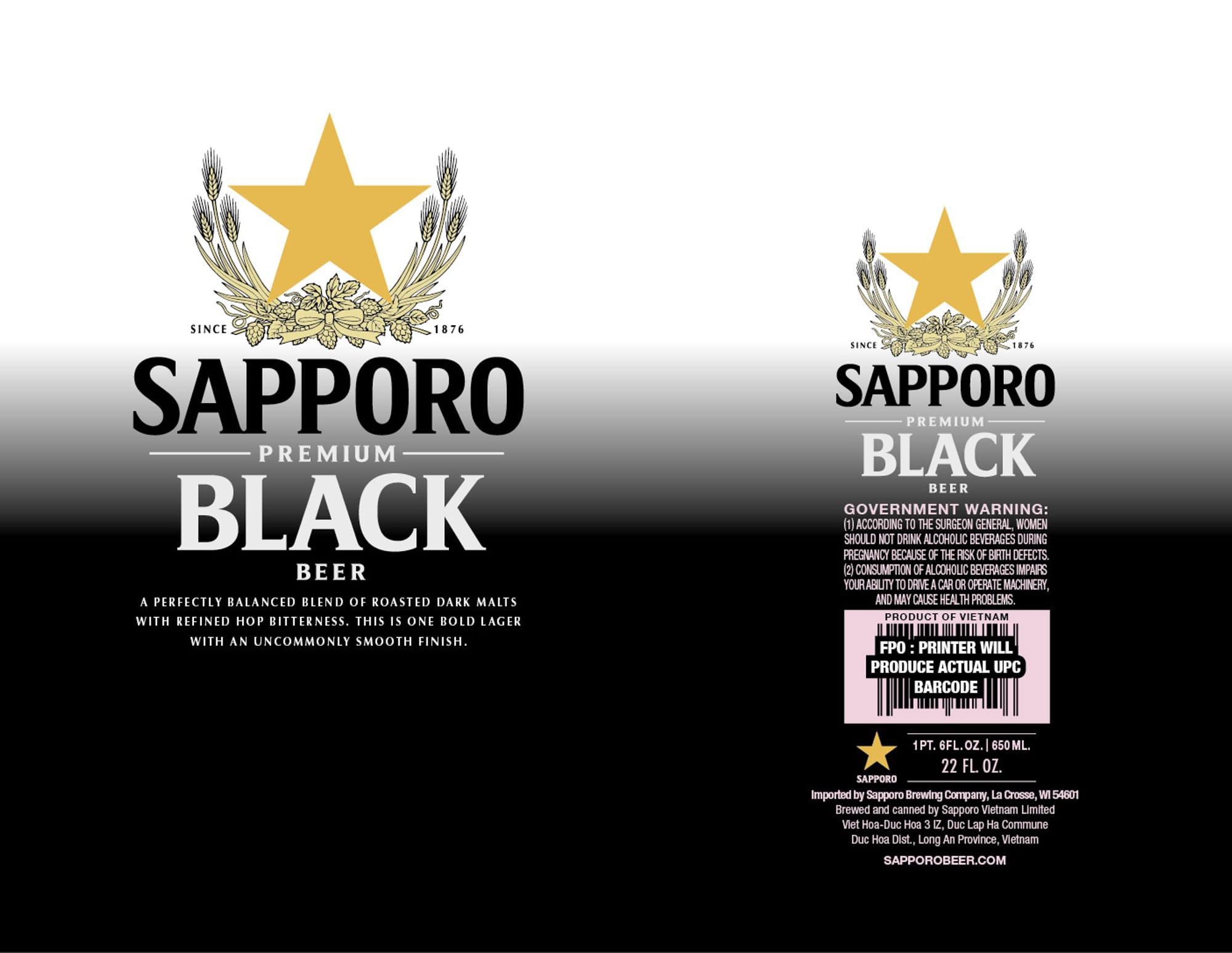 Premium Black by Sapporo - beer label