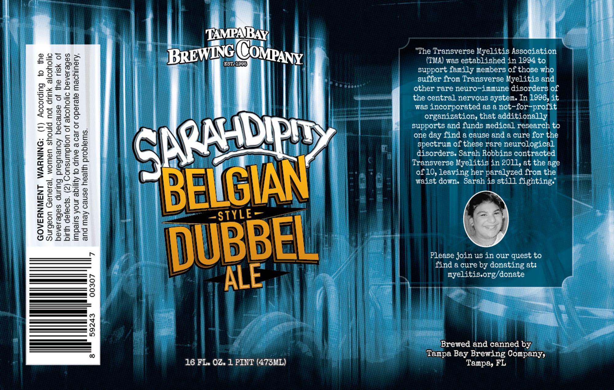 Sarahdipty Belgian Dubbel Ale by Tampa Bay Brewing Company - beer label