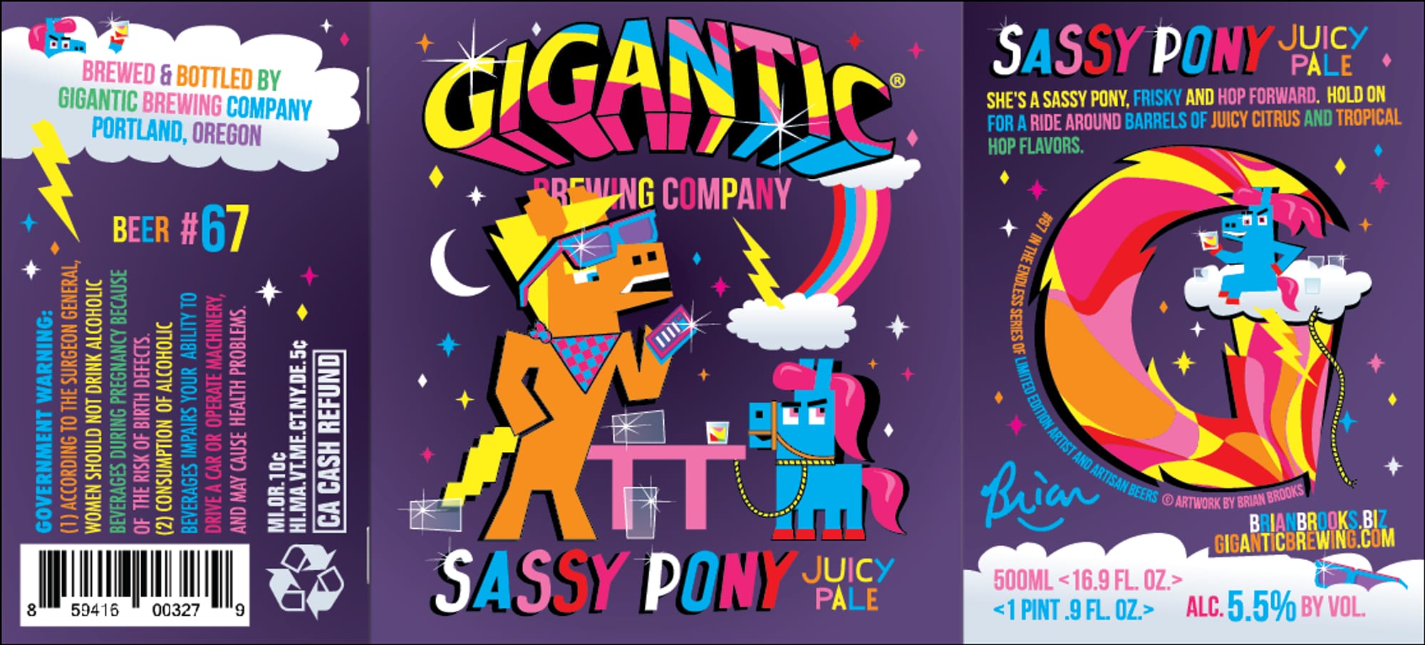 Sassy Pony Juicy Pale by Gigantic Brewing Company - beer label