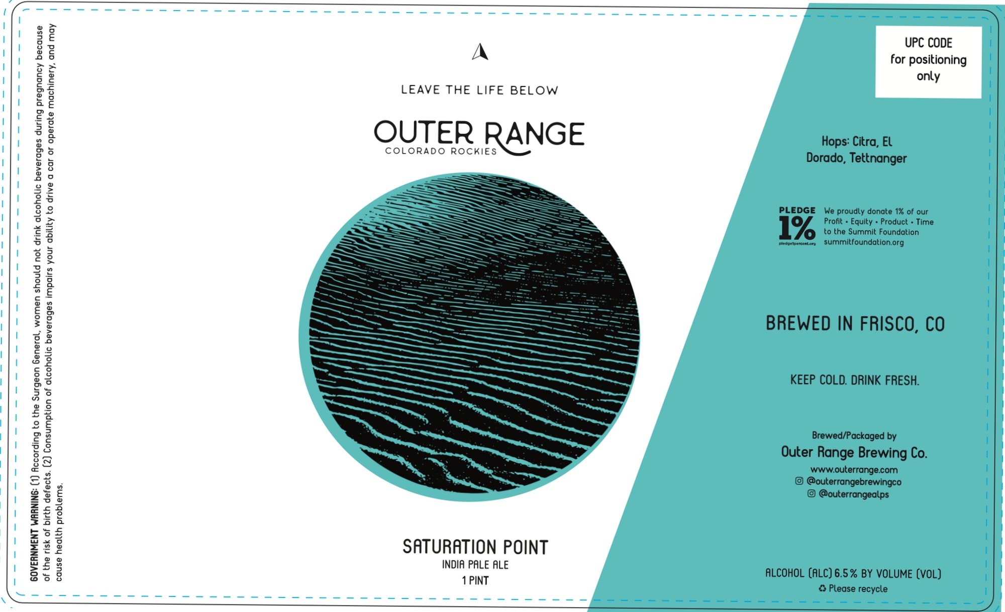 Saturation Point by Outer Range Brewing Co. - beer label