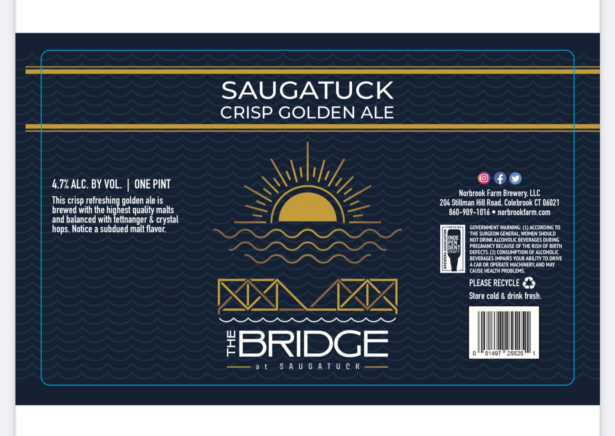 Saugatuck Crisp Golden Ale by Norbrook Farm Brewery, LLC - beer label