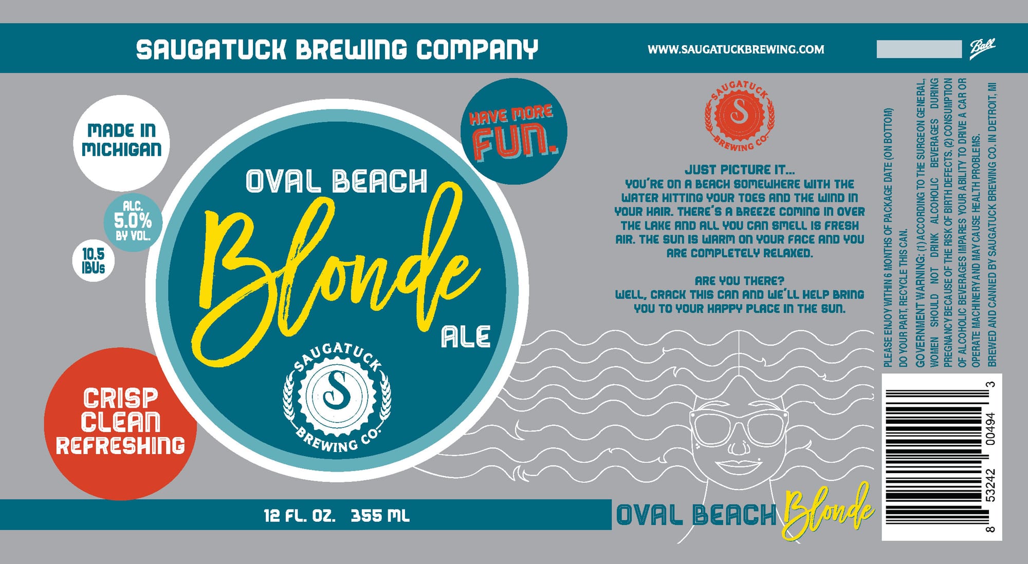Oval Beach Blonde Ale by Saugatuck Brewing Co. - beer label