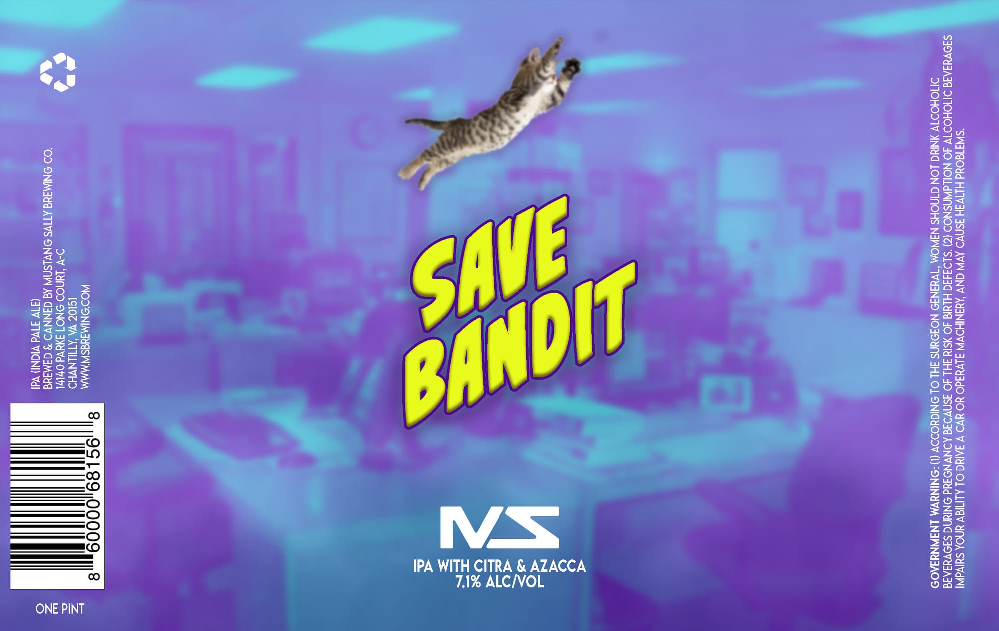 Save Bandit by Mustang Sally Brewing Co. - beer label