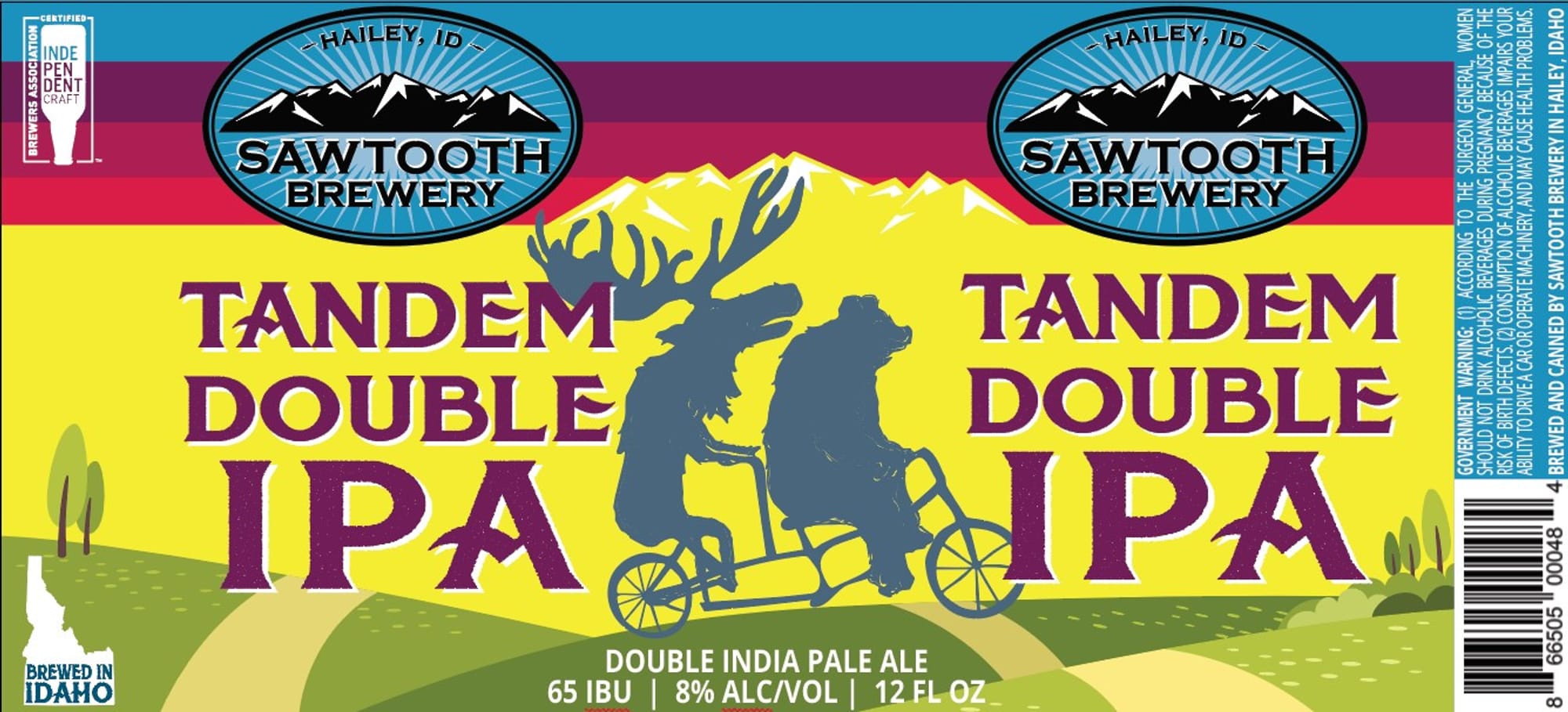 Tandem Double IPA by Sawtooth Brewery - beer label