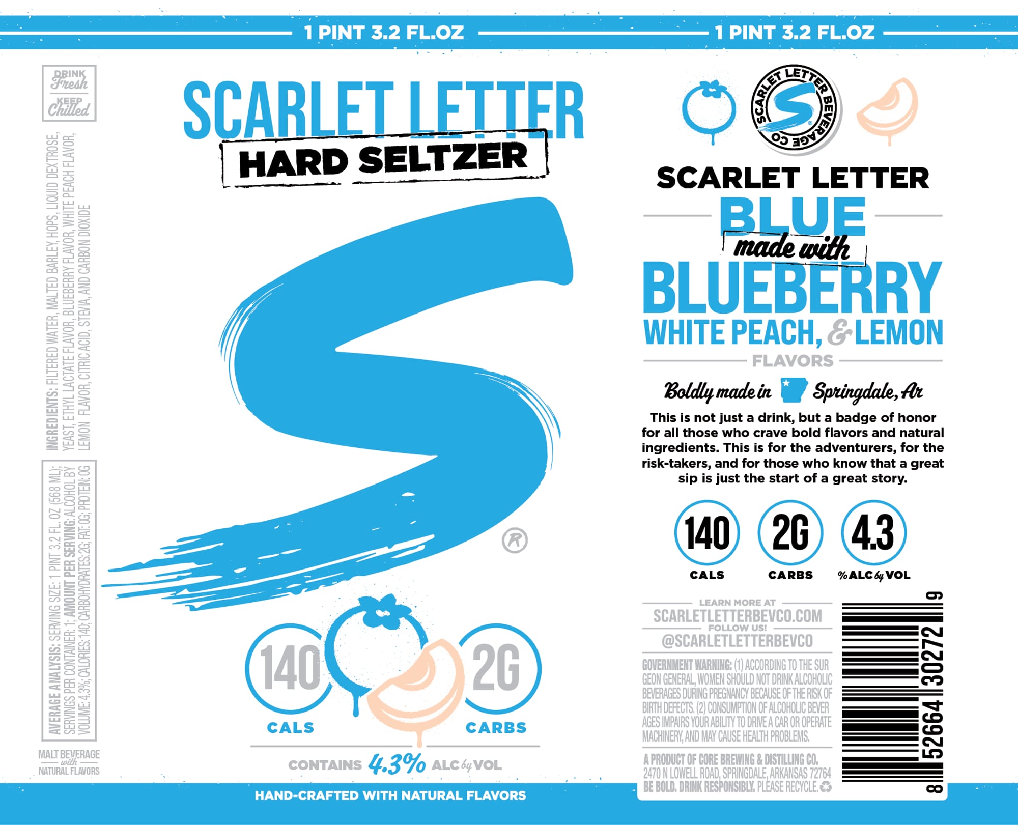 Scarlet Letter Blueberry White Peach & Lemon by Scarlet Letter Beverage Co. - beer label
