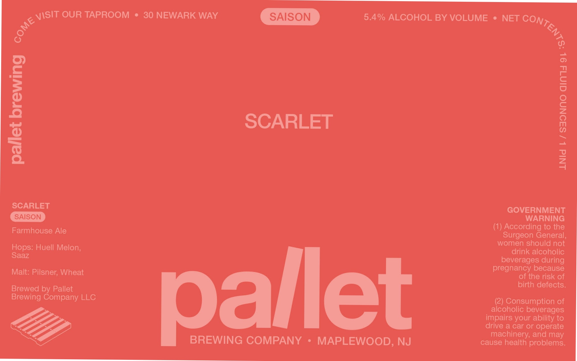 Scarlet by Pallet Brewing Company - beer label