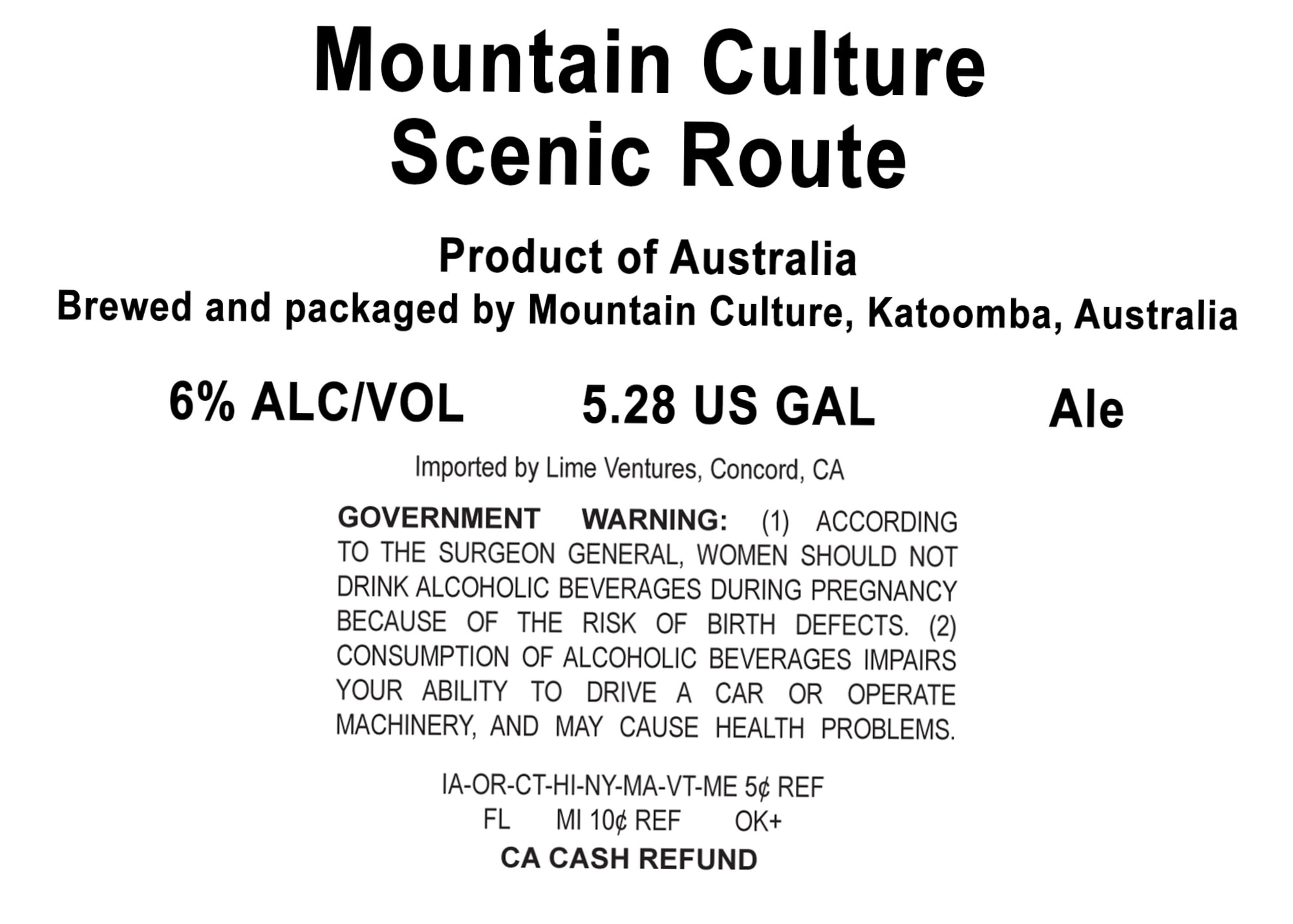 Scenic Route by Mountain Culture - beer label