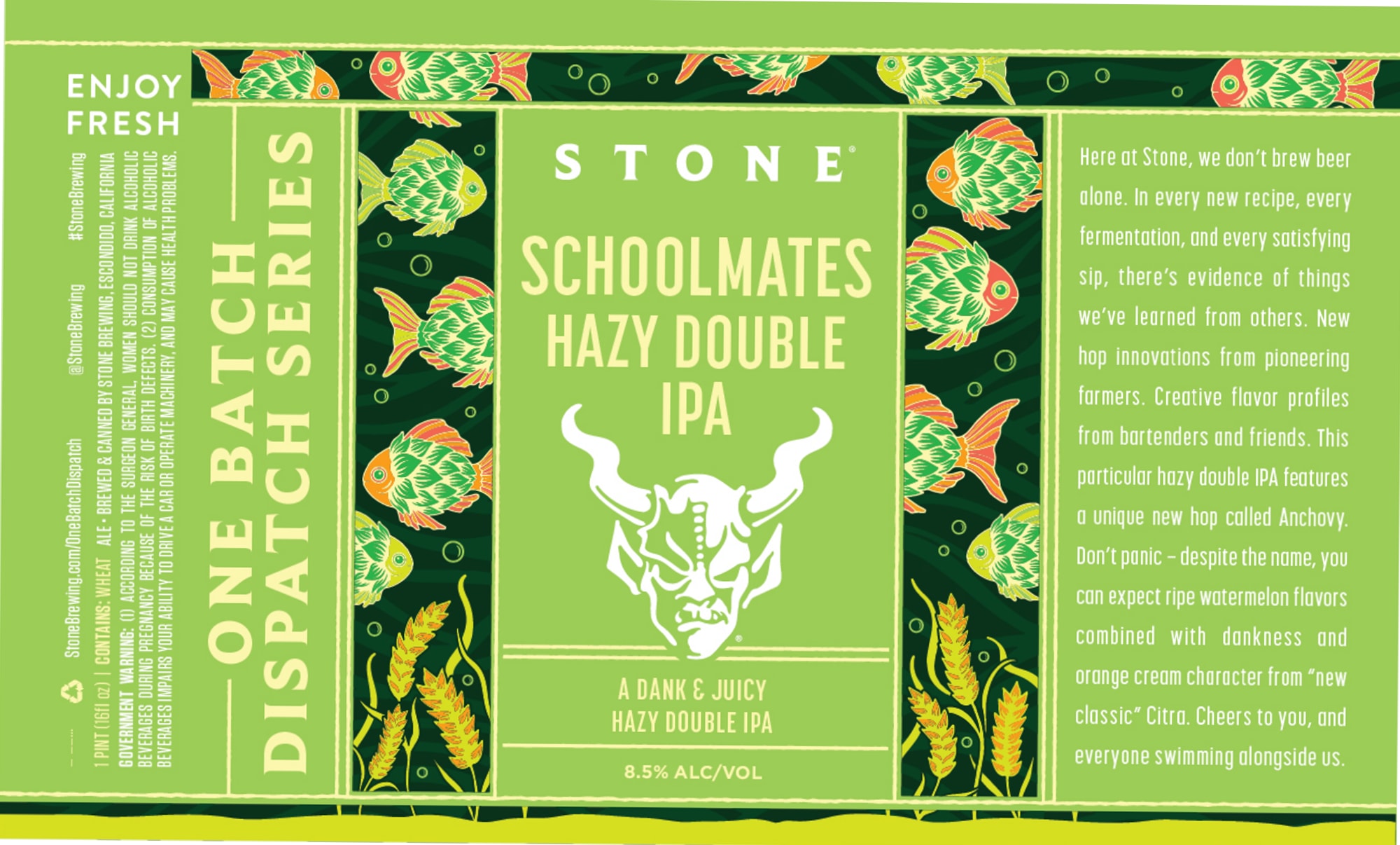 Schoolmates Hazy Double IPA by Stone Brewing - beer label