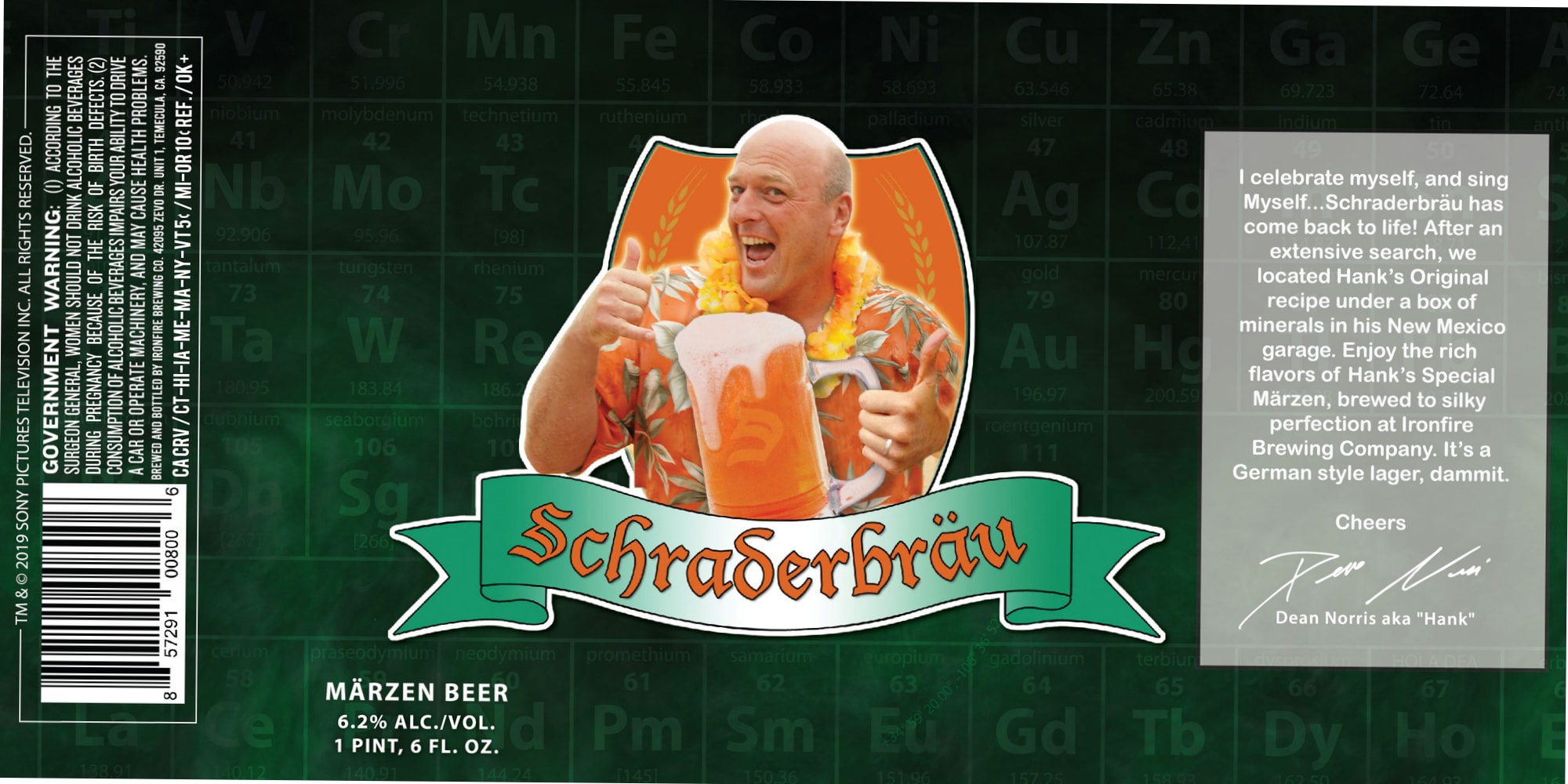 Schraderbräu by Hank's Brewing Company - beer label