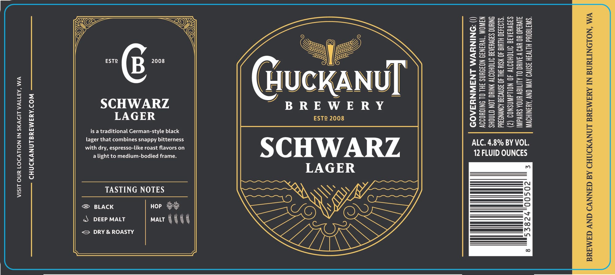 Schwarz Lager by Chuckanut Brewery - beer label
