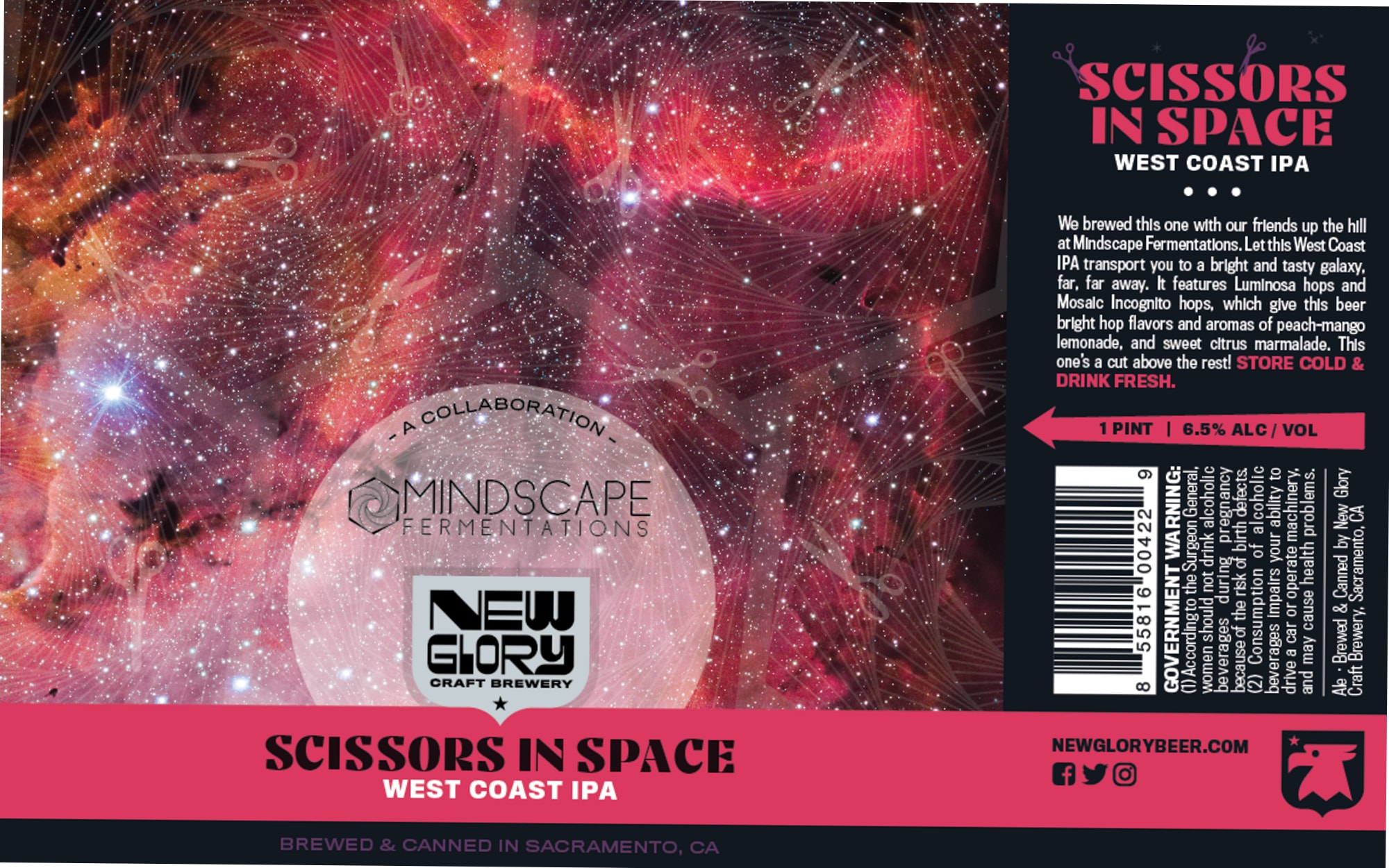 Scissors in Space by New Glory Beer - beer label