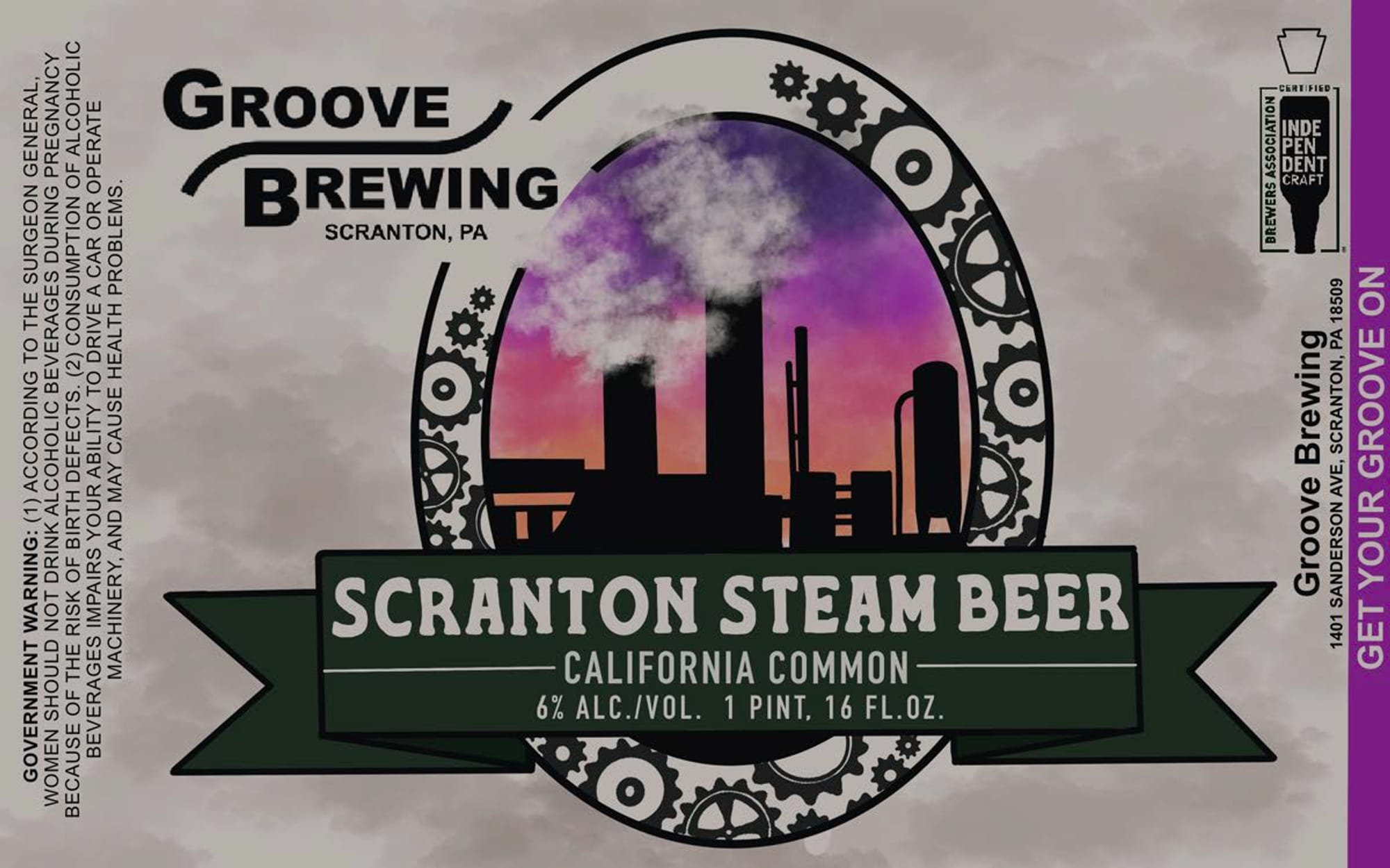 Scranton Steam Beer by Groove Brewing - beer label
