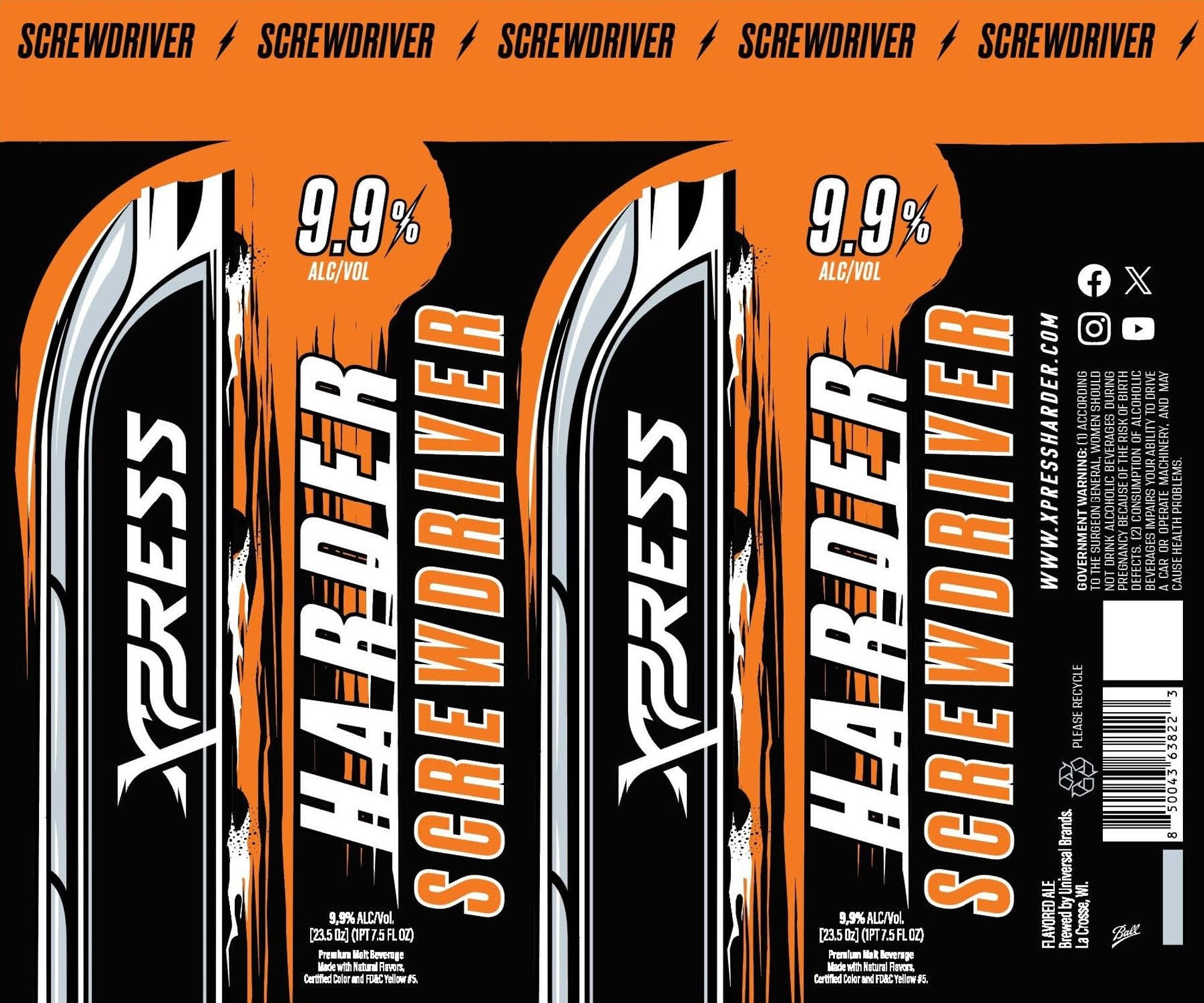 Screwdriver by Universal Brands - beer label