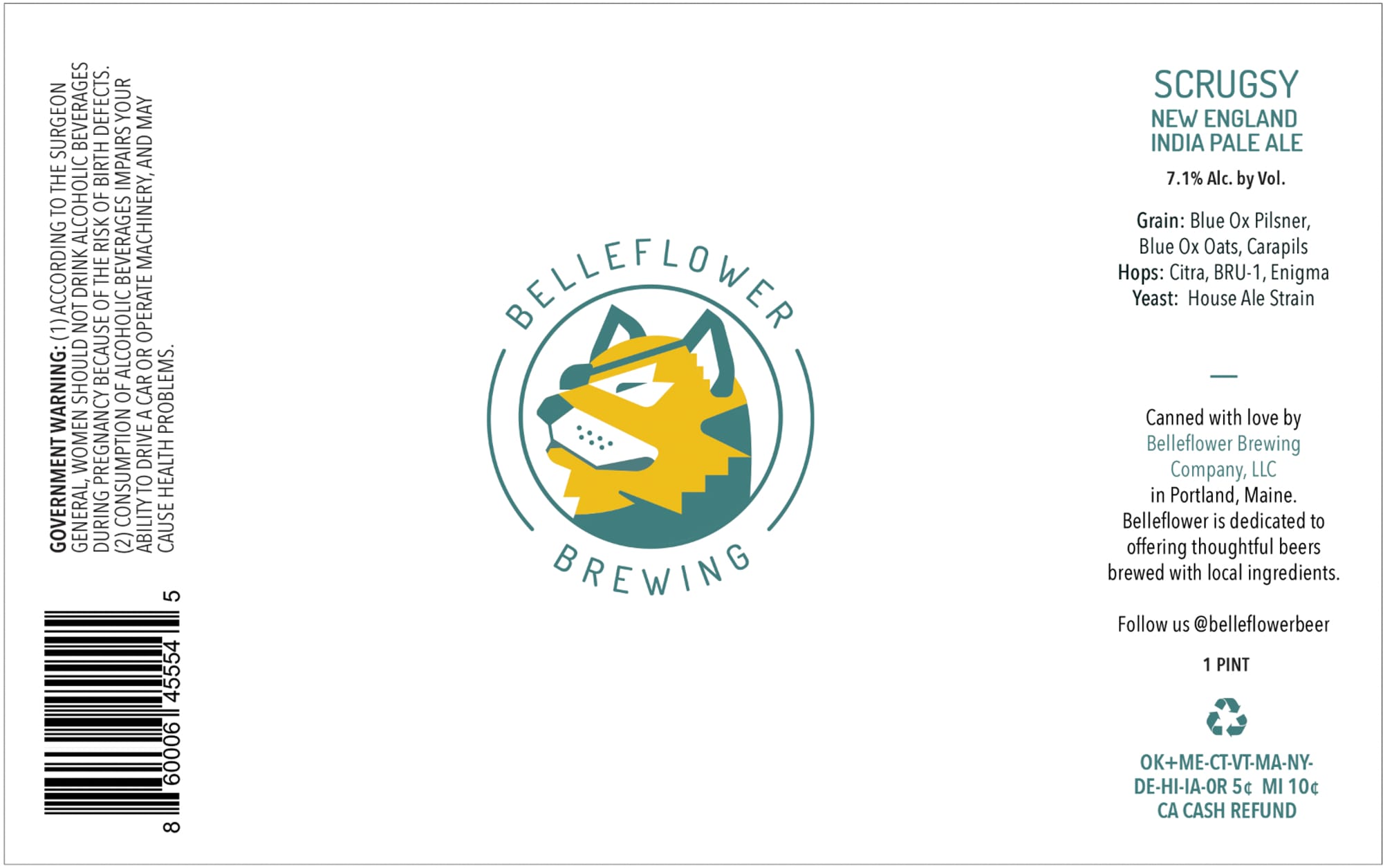Scrugsy by Belleflower Brewing - beer label