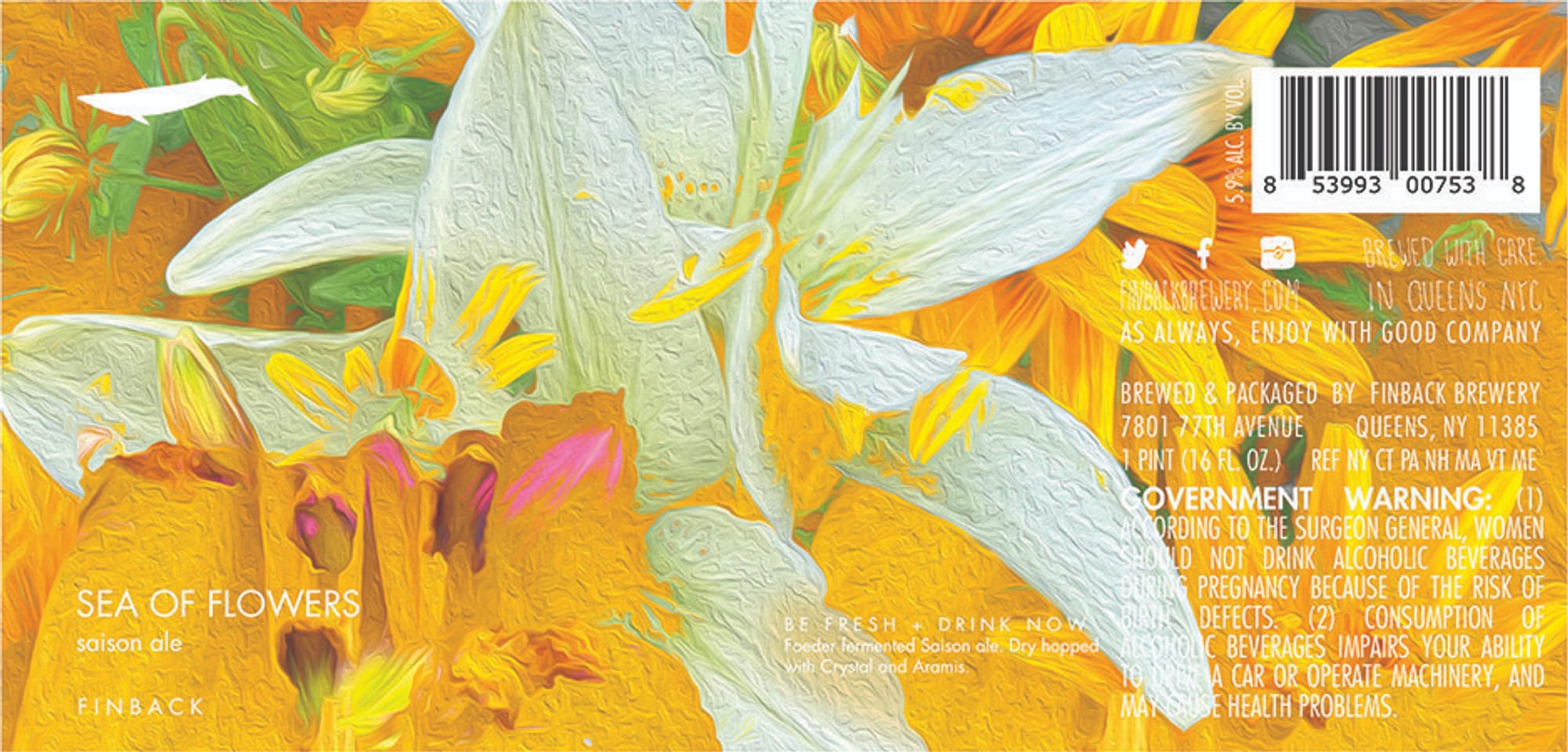Sea of Flowers by Finback Brewery - beer label