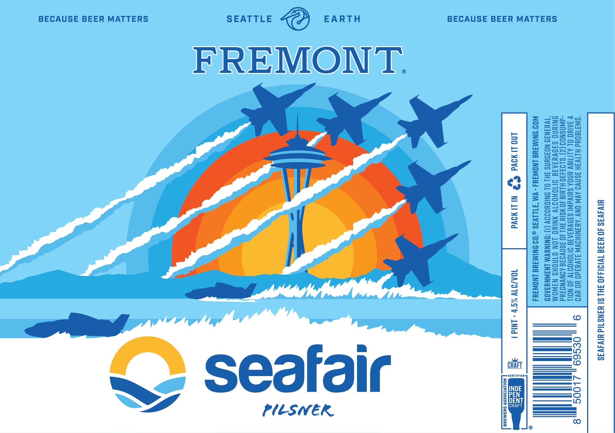 Seafair Pilsner by Fremont Brewing - beer label