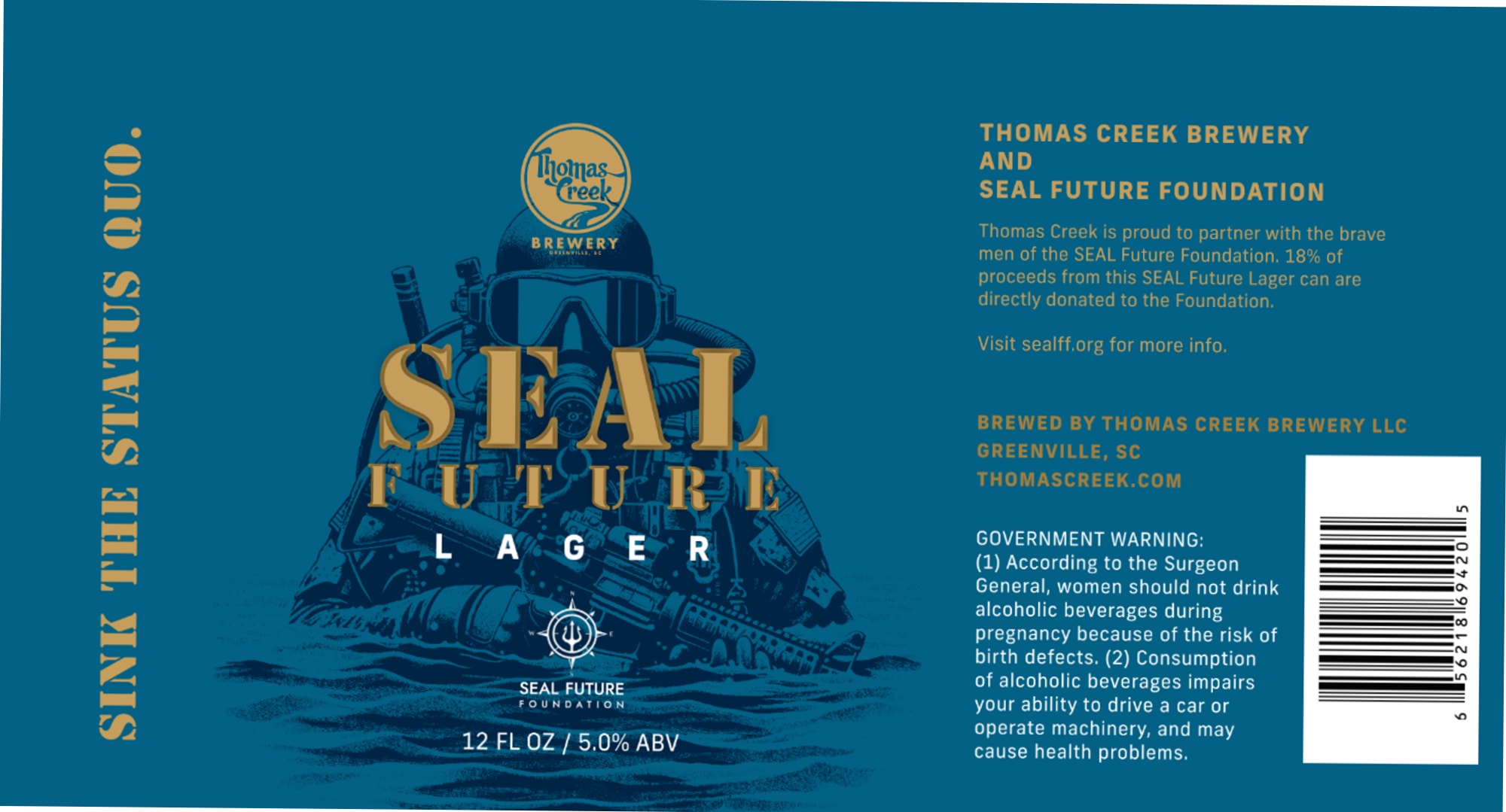 Seal Future Lager by Thomas Creek Brewery - beer label
