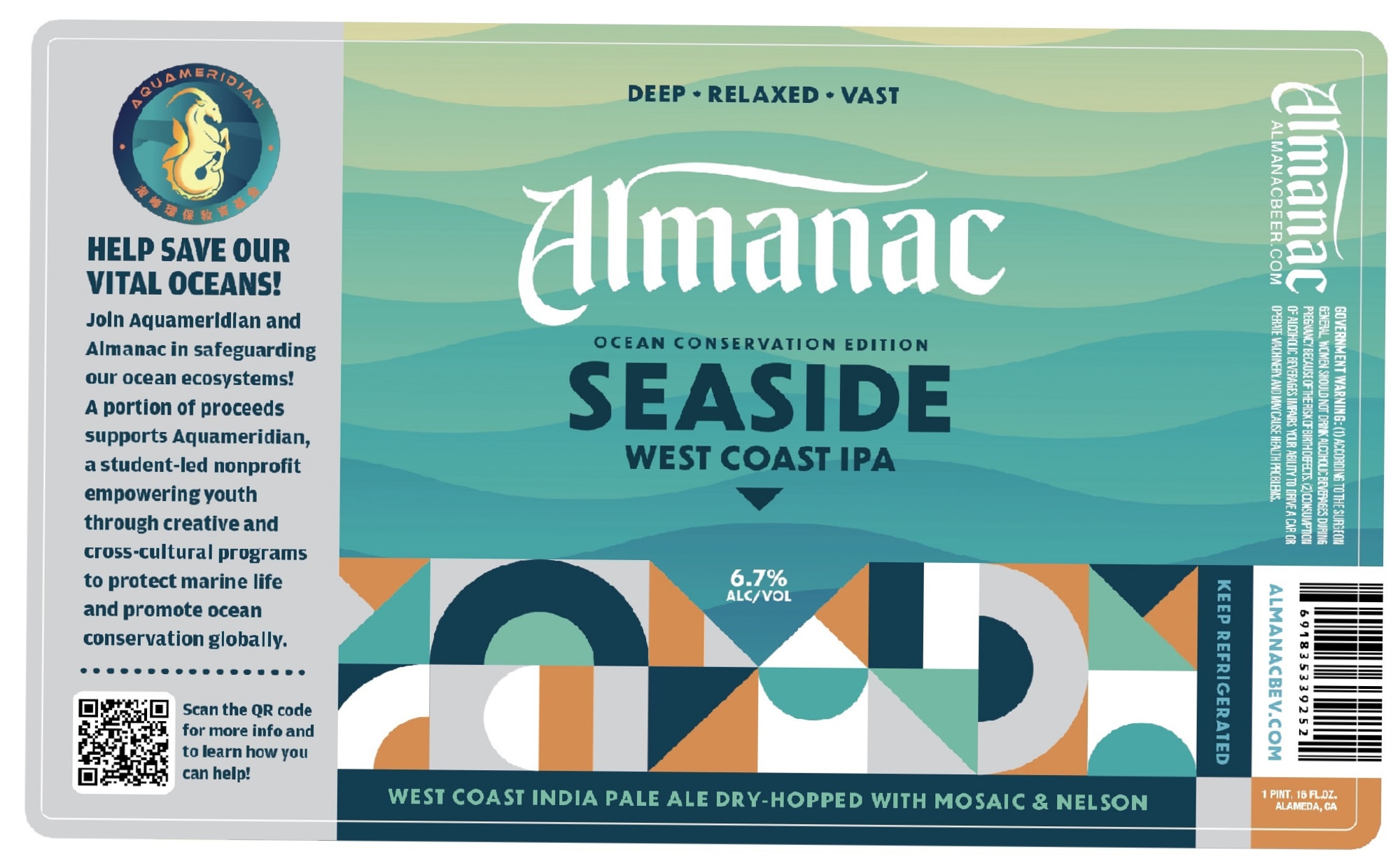 Seaside by Almanac Beer Co. - beer label