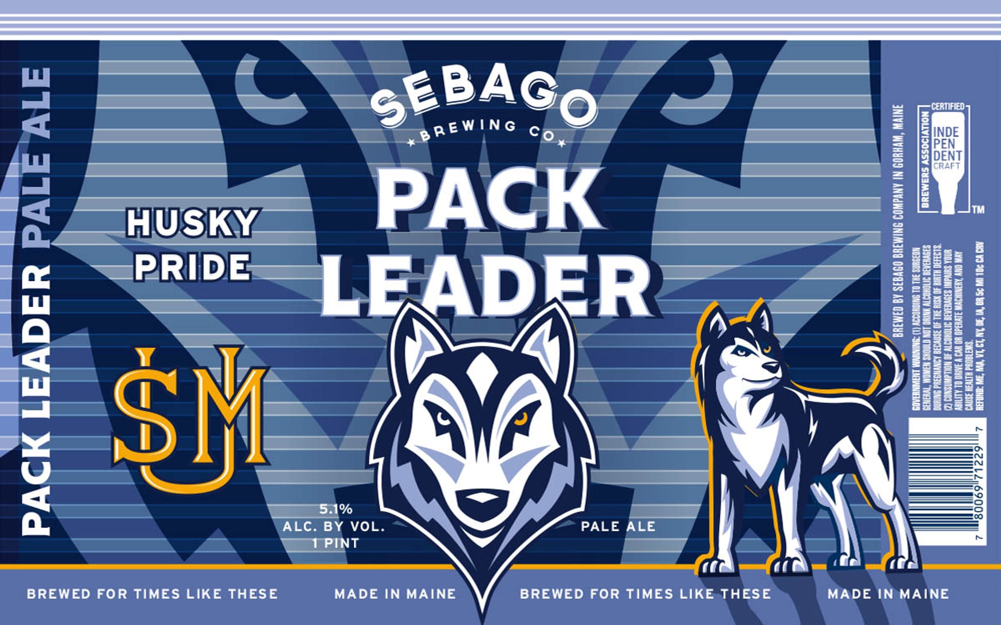 Husky Pride by Sebago Brewing Co. - beer label