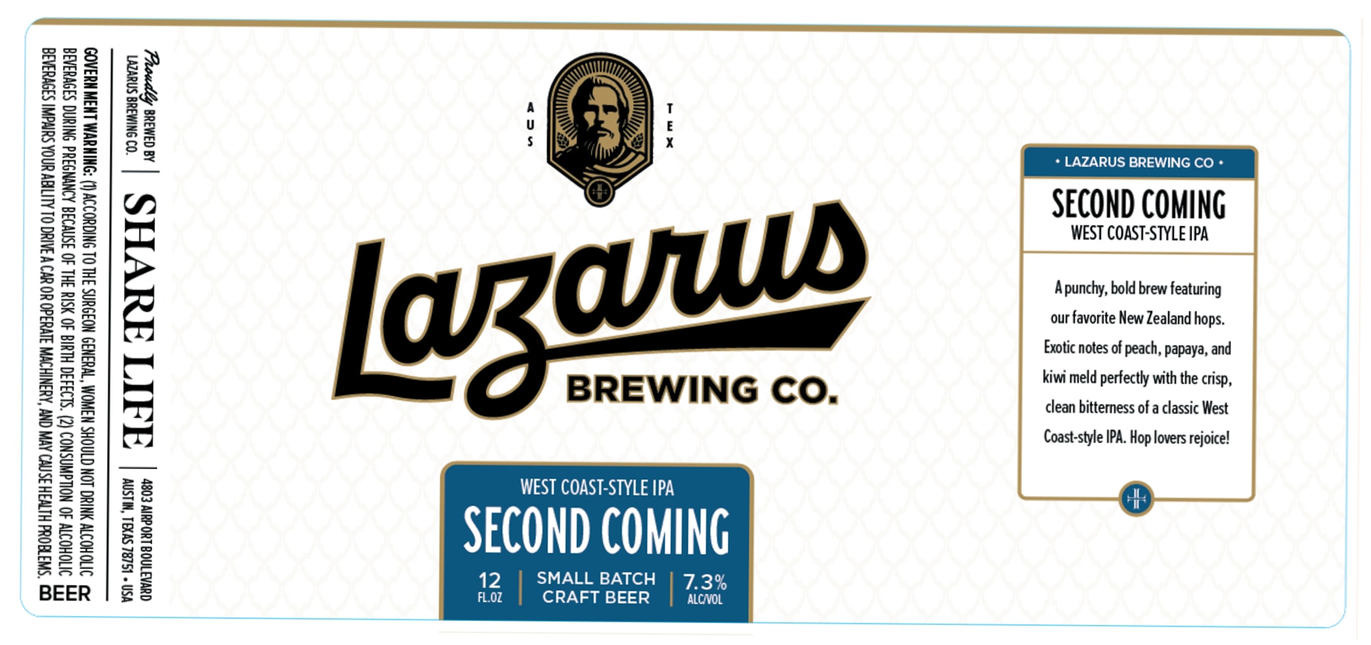 Second Coming by Lazarus Brewing Co. - beer label