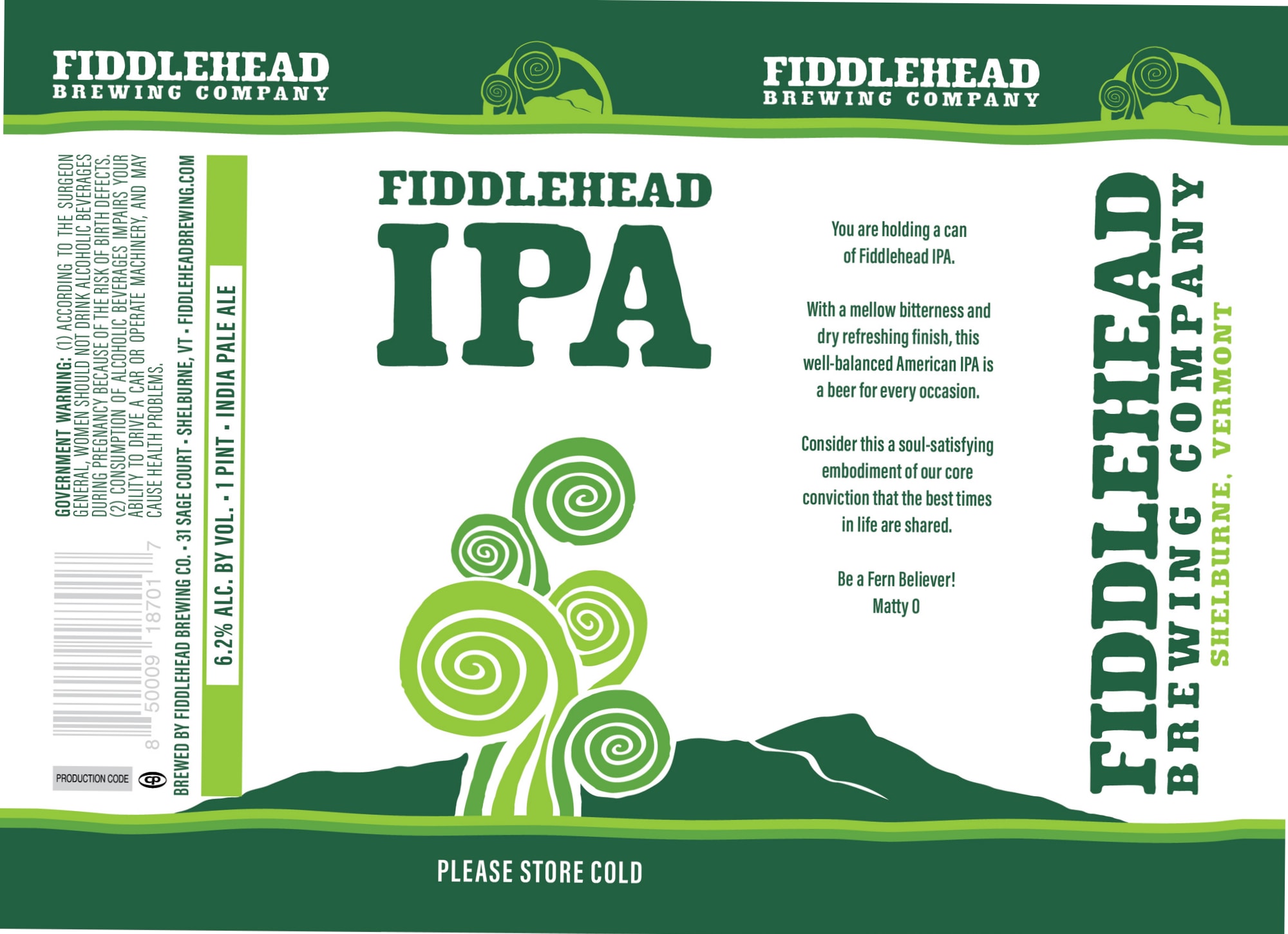 Second Fiddle IPA by Fiddlehead Brewing Company - beer label