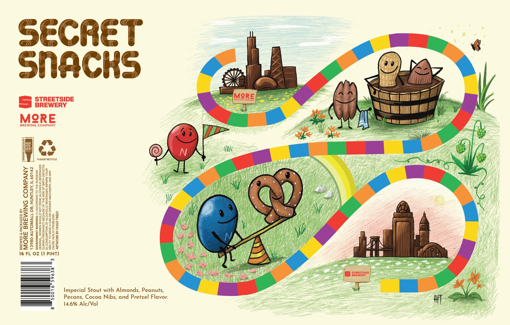 Secret Snacks by Streetside Brewery / More Brewing Company - beer label