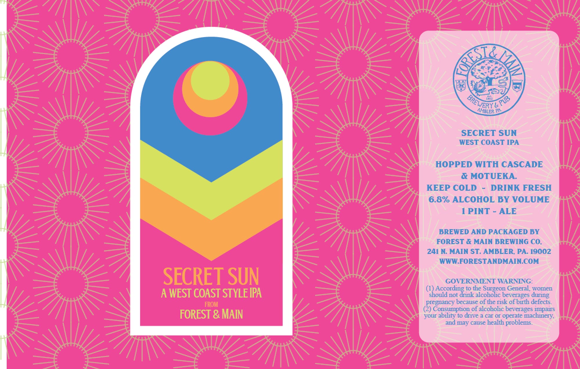 Secret Sun by Forest & Main Brewing Co. - beer label