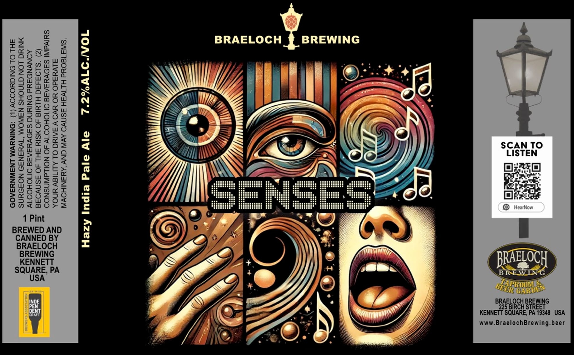 Senses India Pale Ale by Braeloch Brewing - beer label