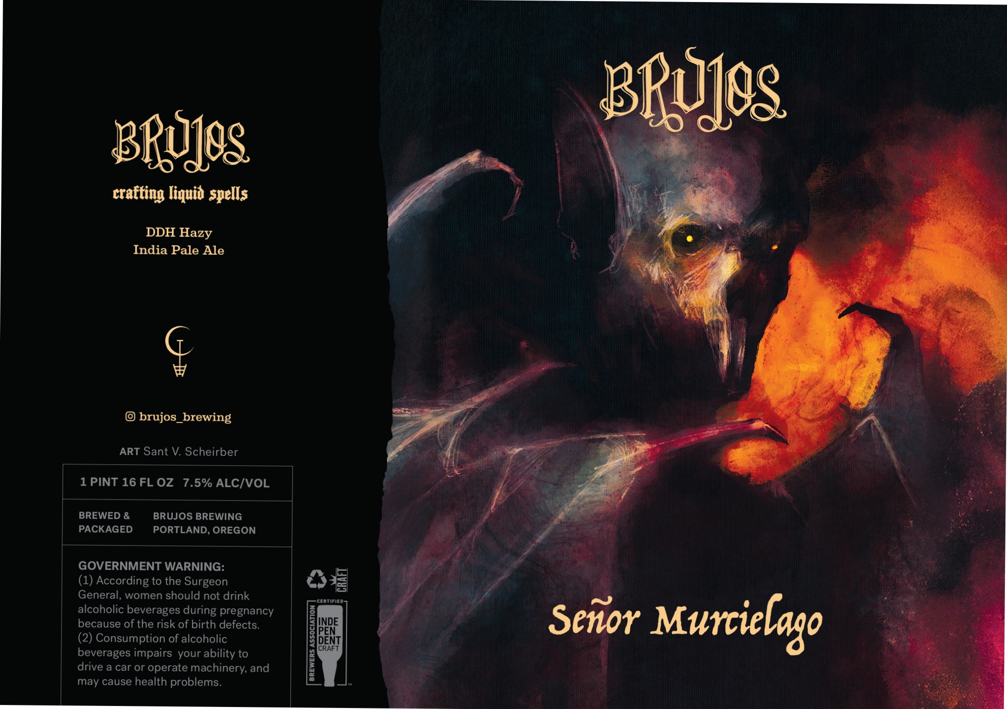Señor Murciélago by Brujos Brewing - beer label