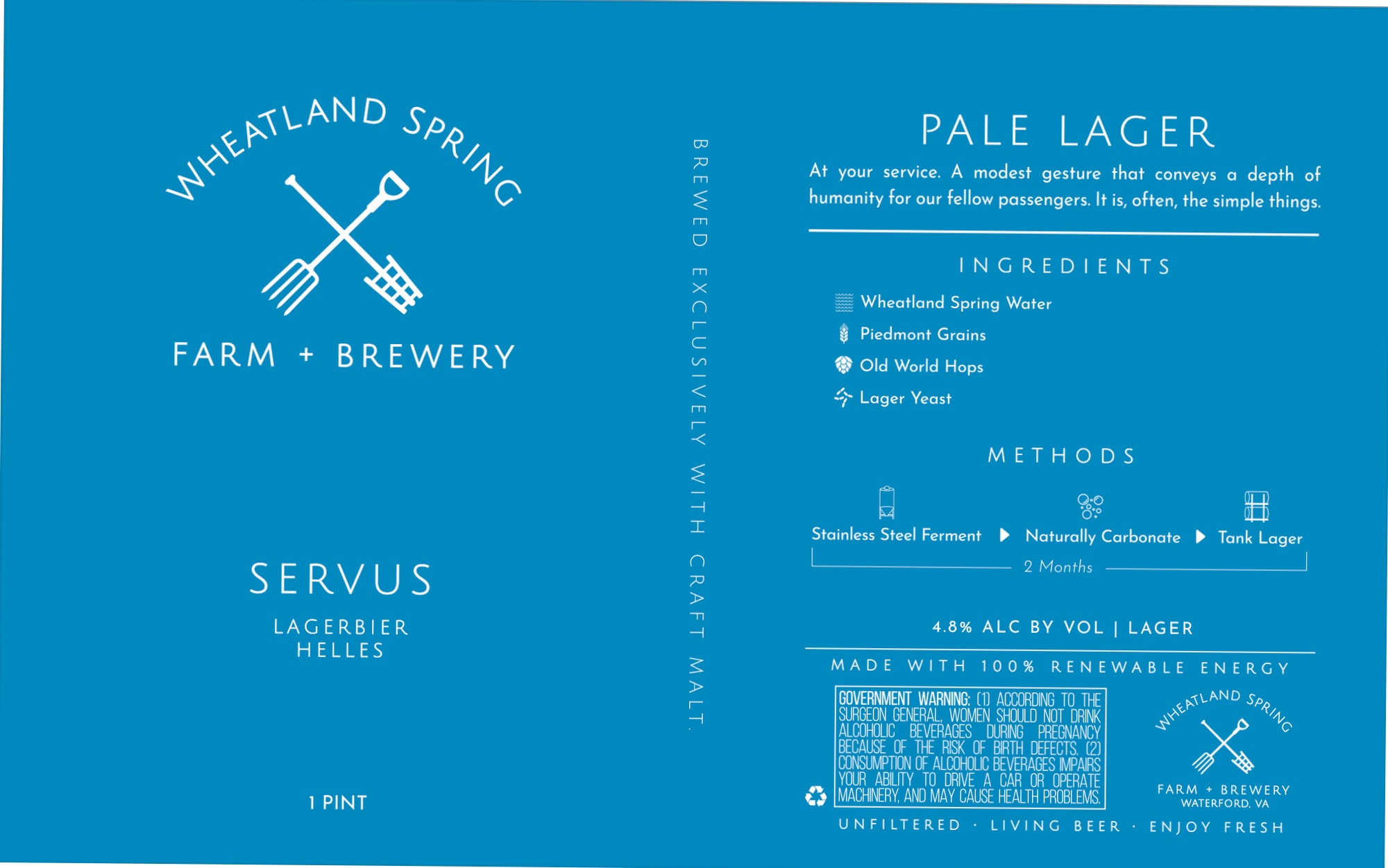 Servus by Wheatland Spring Farm + Brewery - beer label