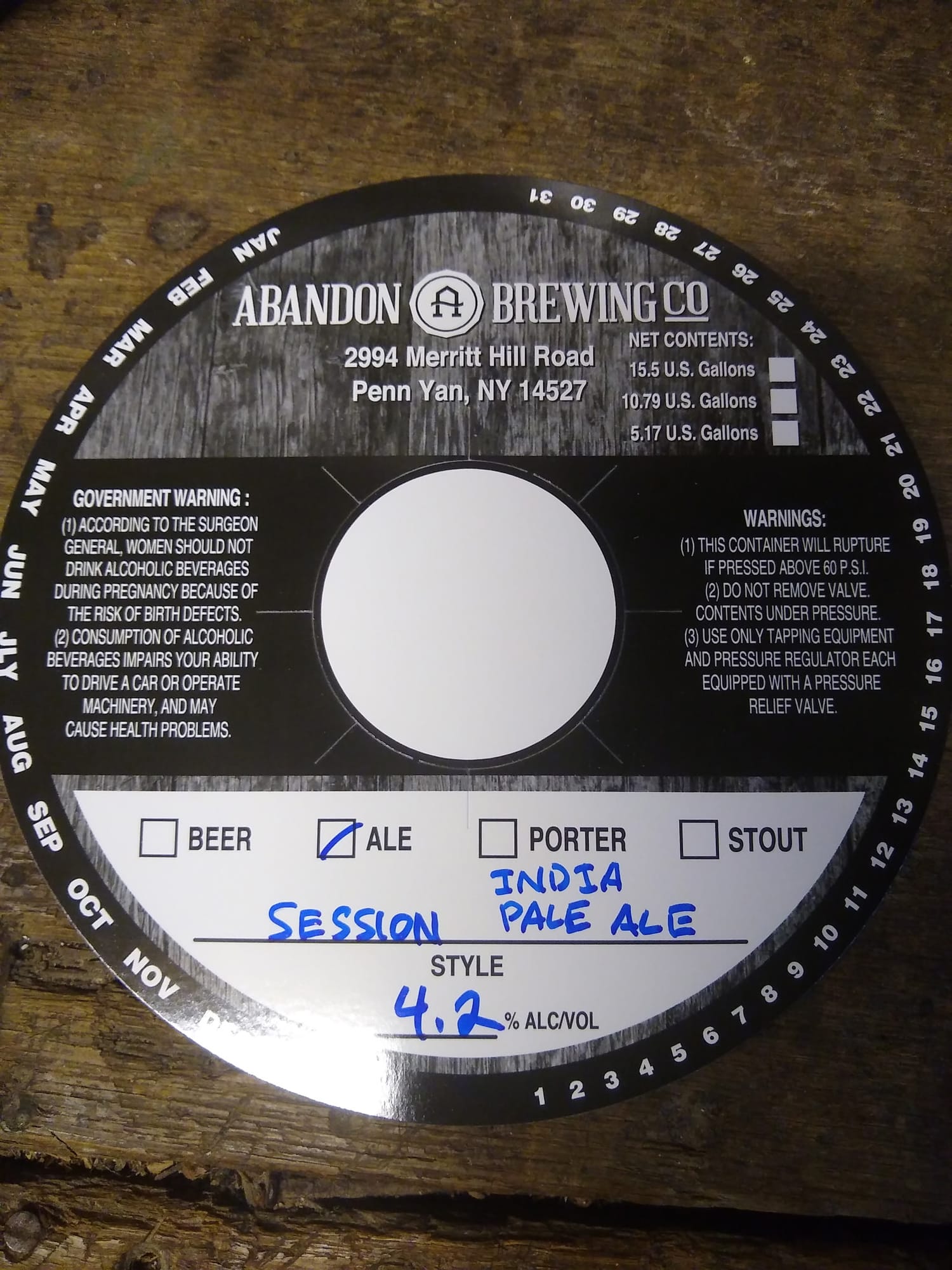 Session India Pale Ale by Abandon Brewing Co. - beer label