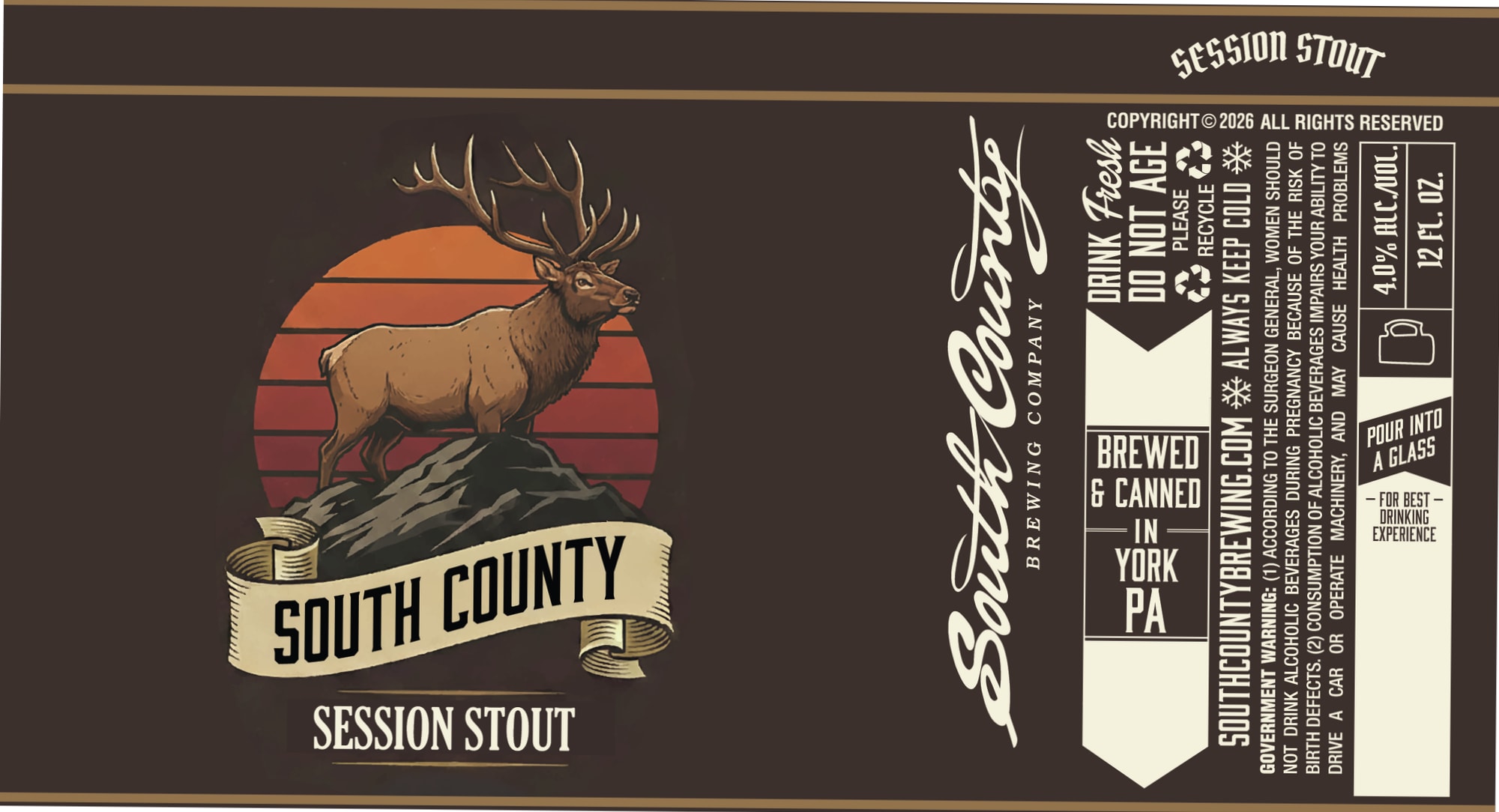 Session Stout by South County Brewing Company - beer label