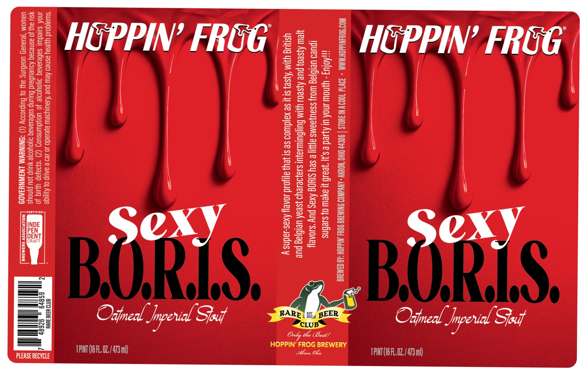 Sexy Boris Oatmeal Imperial Stout by Hoppin’ Frog Brewery - beer label