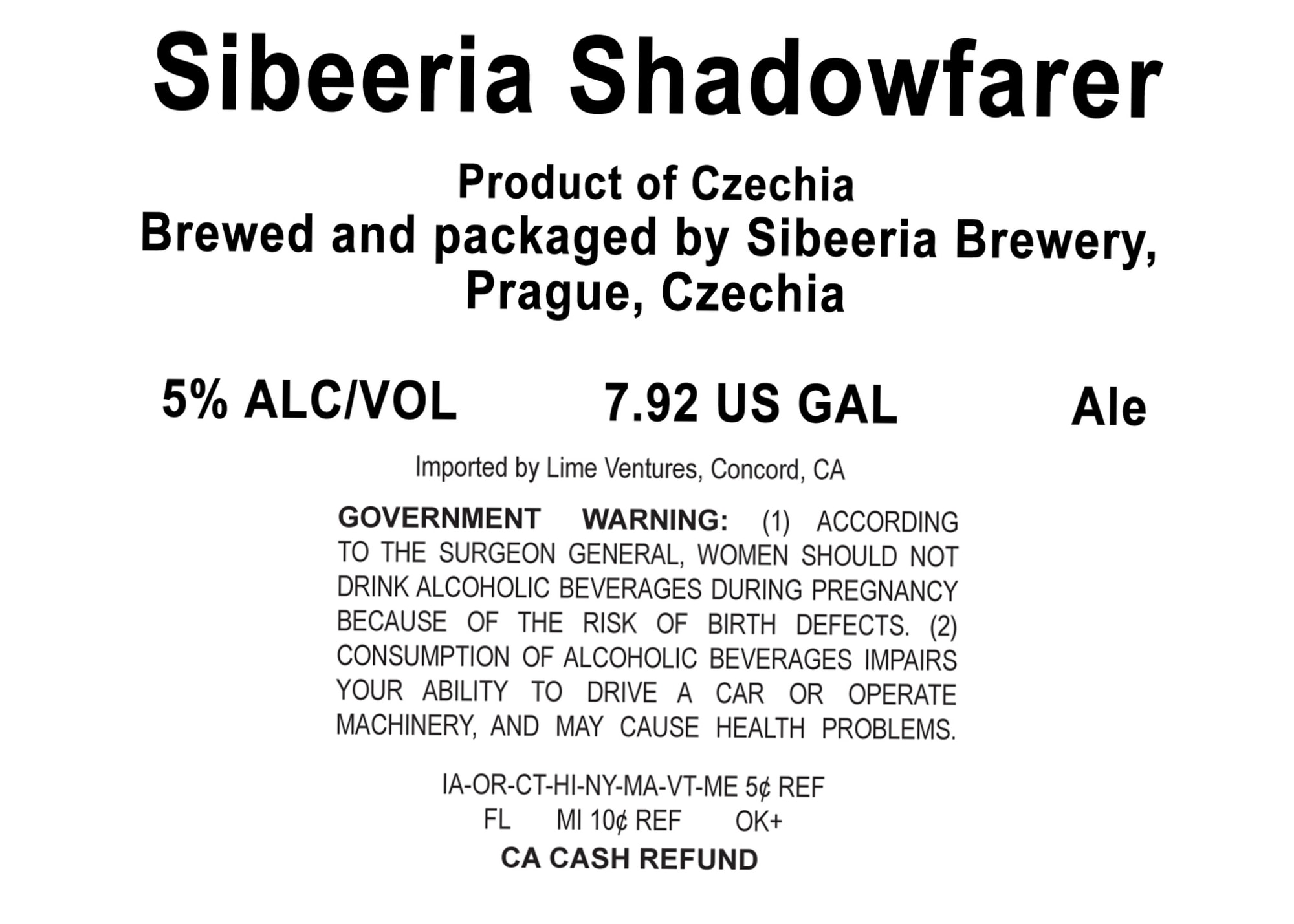 Shadowfarer by Sibeeria Brewery - beer label