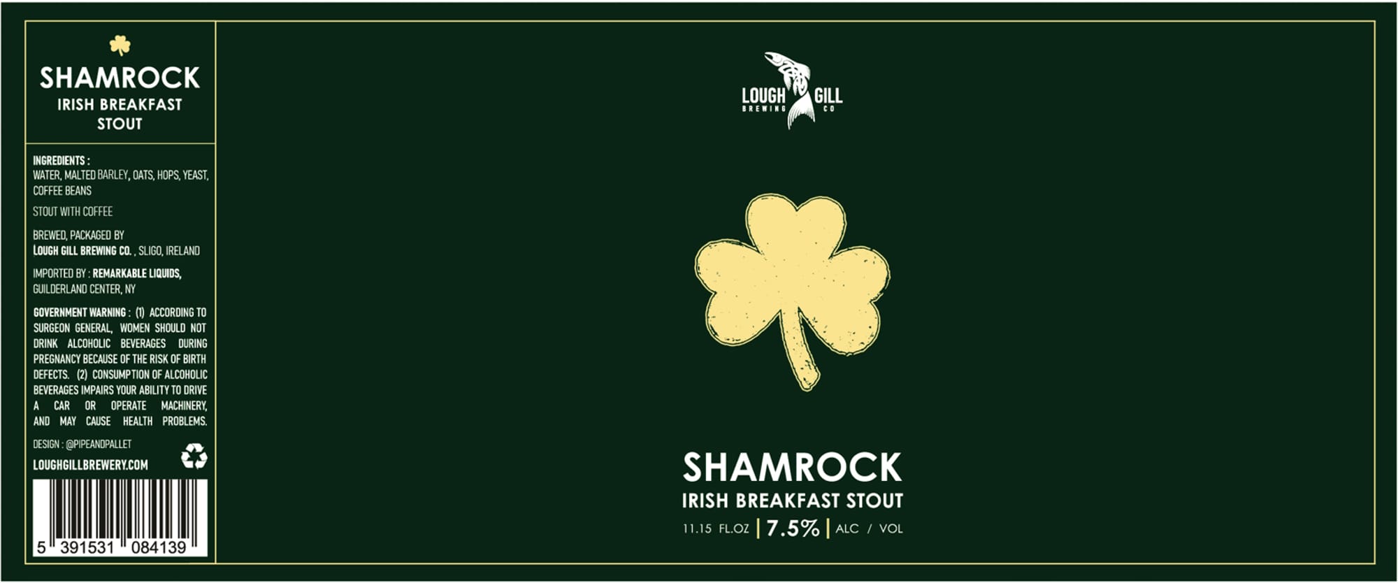 Shamrock Irish Breakfast Stout by Lough Gill Brewing Co. - beer label