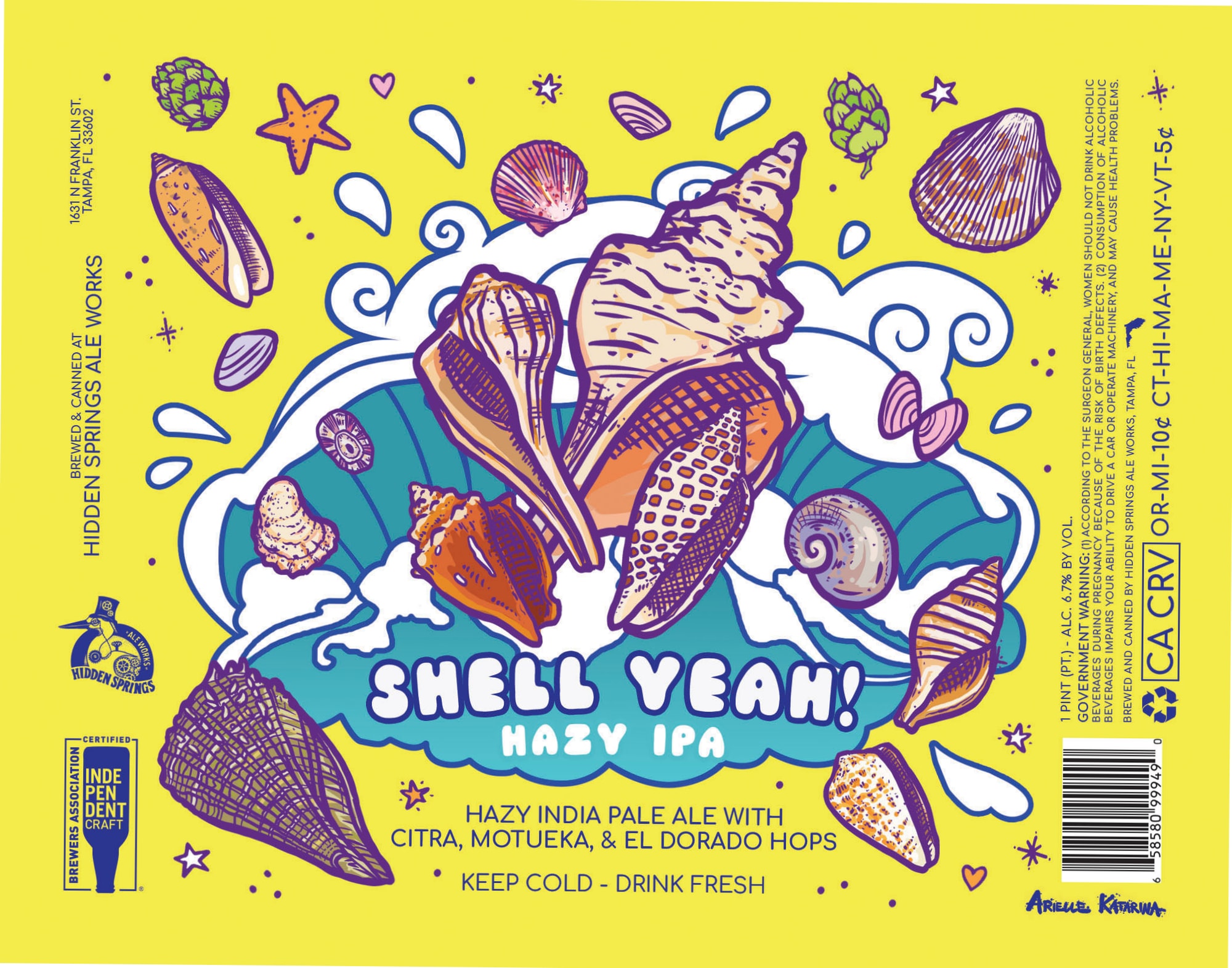 Shell Yeah! by Hidden Springs Ale Works - beer label