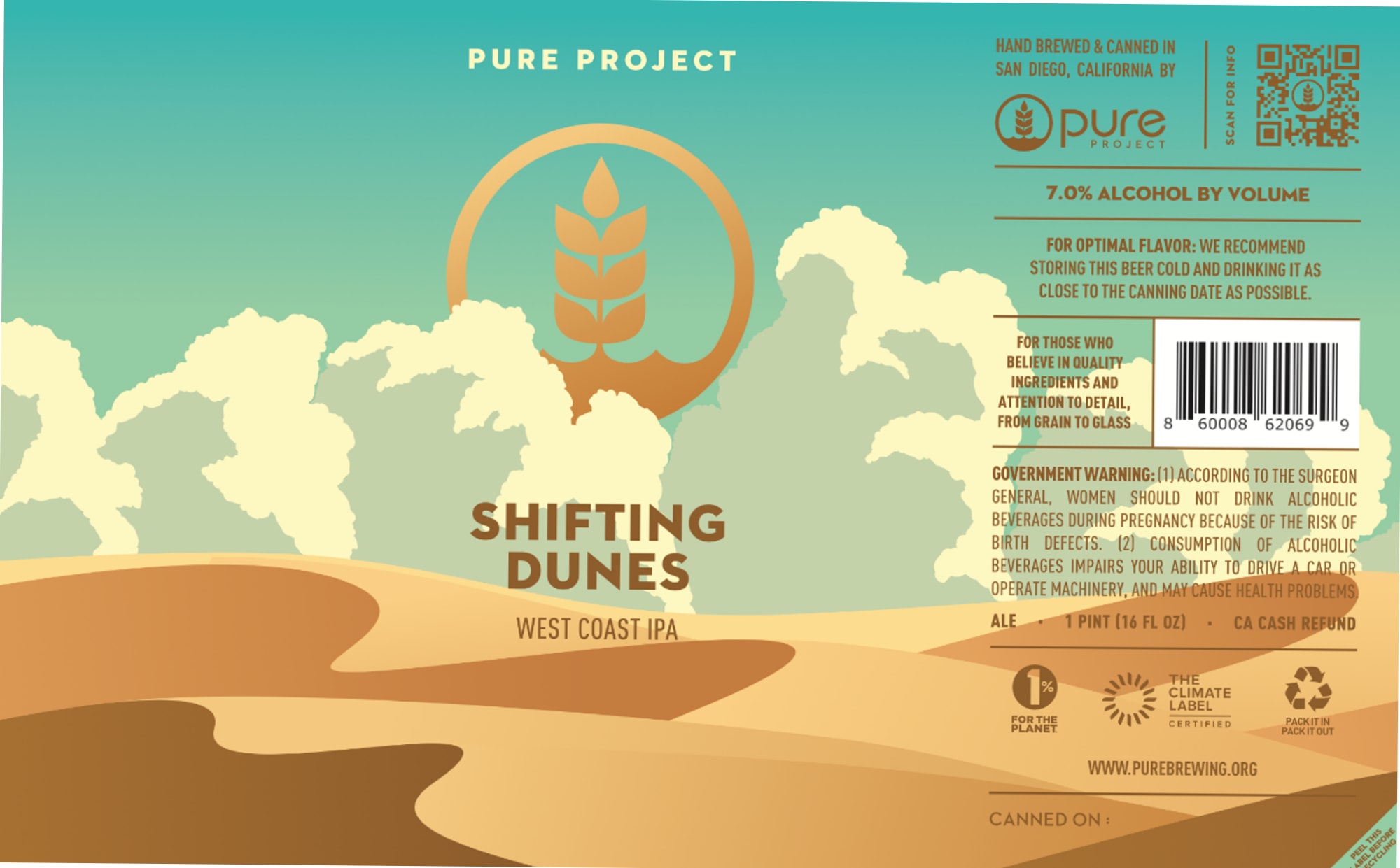Shifting Dunes by Pure Project - beer label