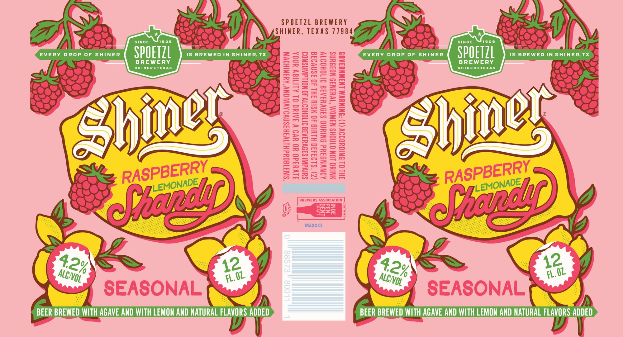 Shiner Raspberry Shandler by Spoetzl Brewery - beer label