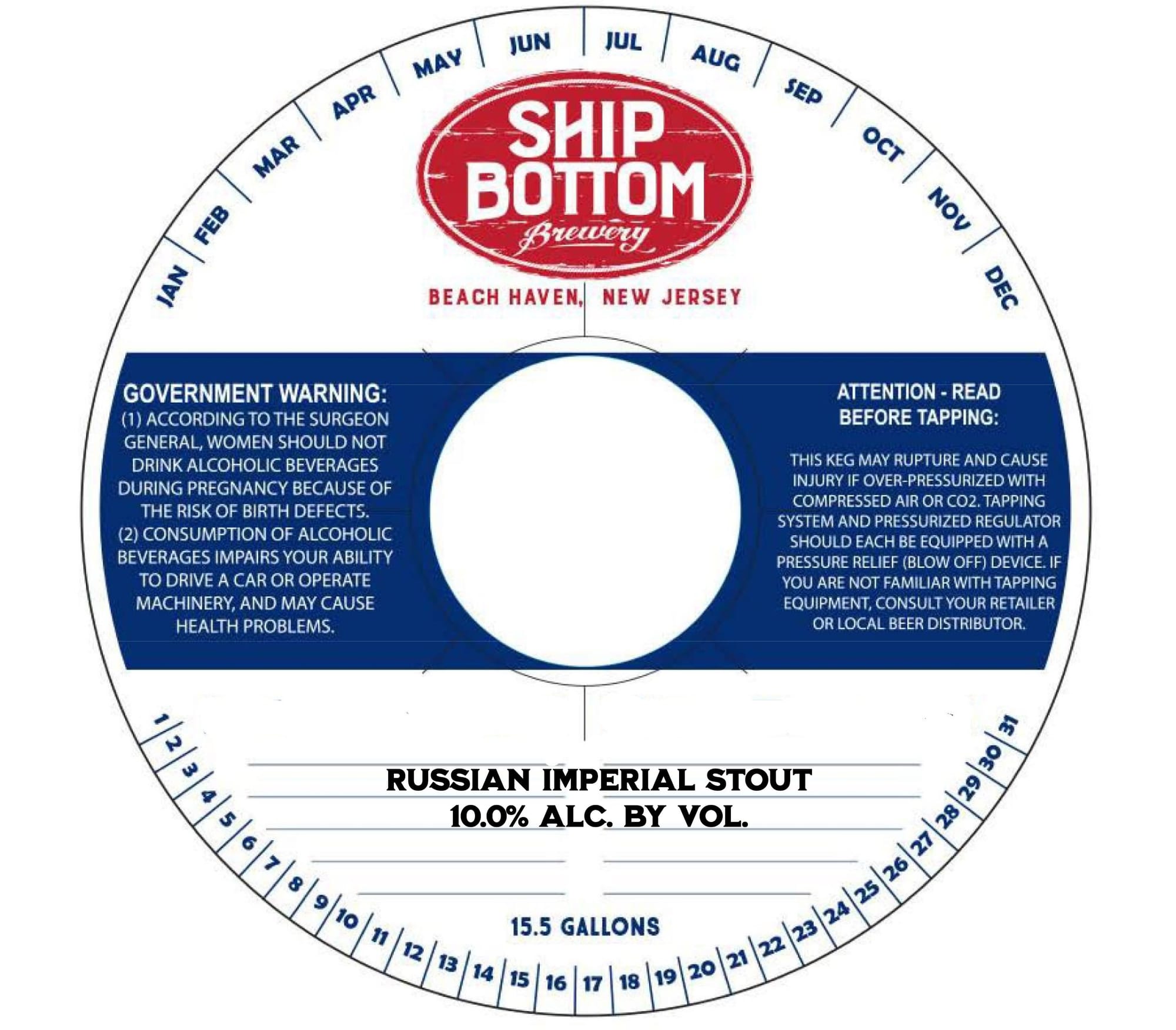 Russian Imperial Stout by Ship Bottom Brewery - beer label
