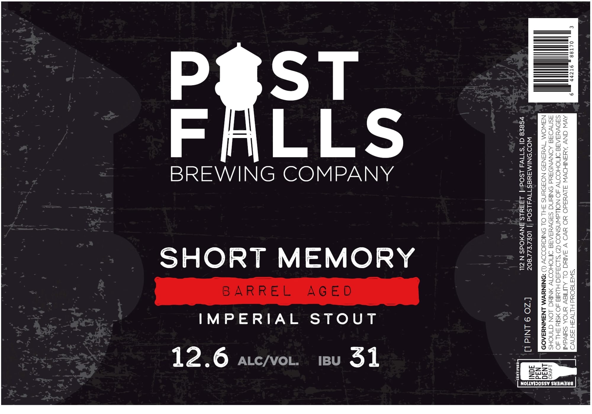 Short Memory by Post Falls Brewing Company - beer label