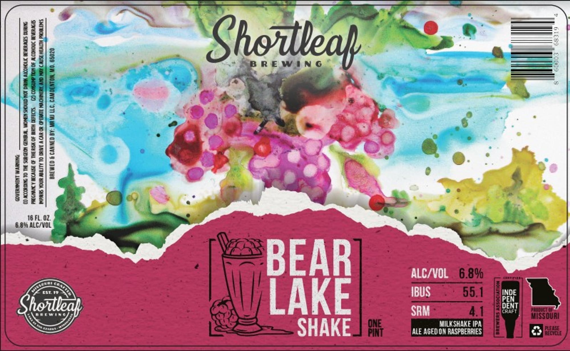 Bear Lake Shake by Shortleaf Brewing - beer label