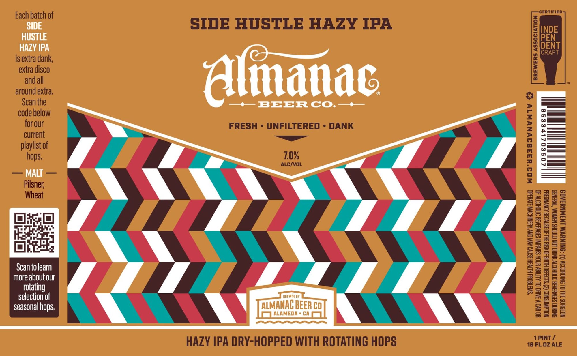 Side Hustle Hazy IPA by Almanac Beer Co. - beer label