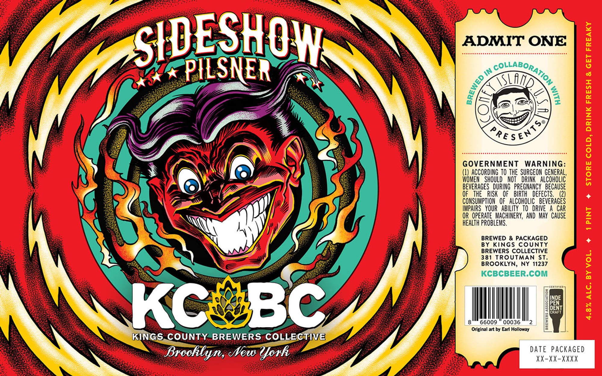 Sideshow Pilsner by Kings County Brewers Collective - beer label