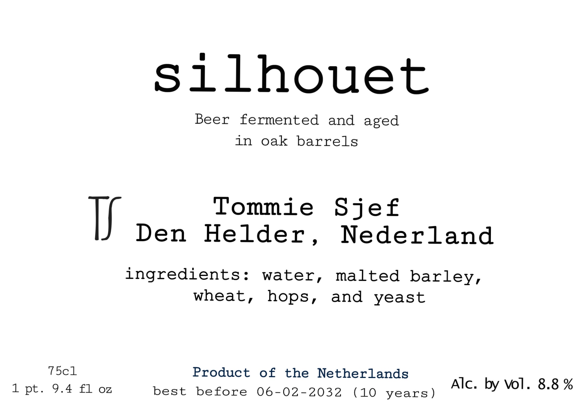 Silhouet by Tommie Sjef - beer label