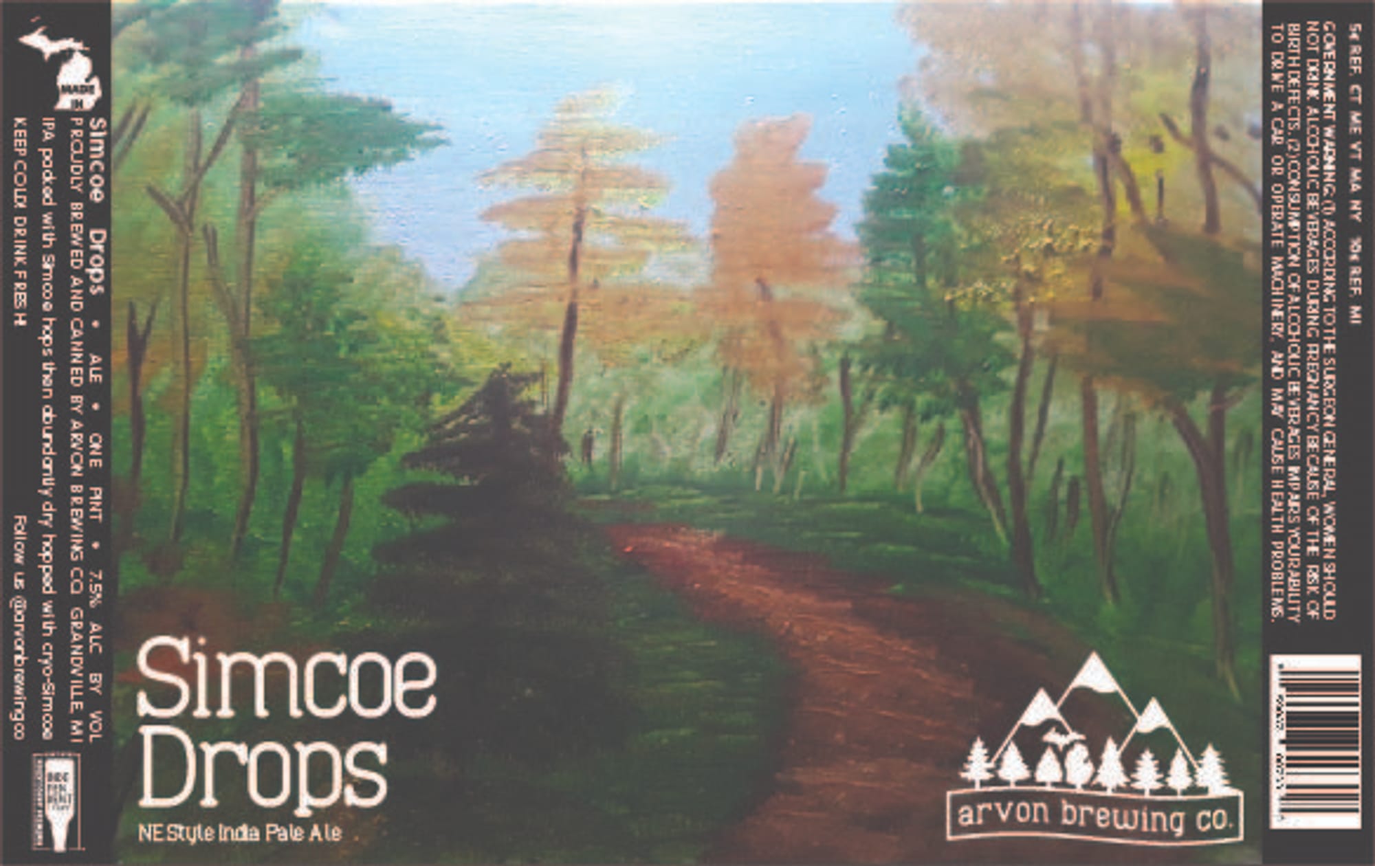 Simcoe Drops by Arvon Brewing Co. - beer label