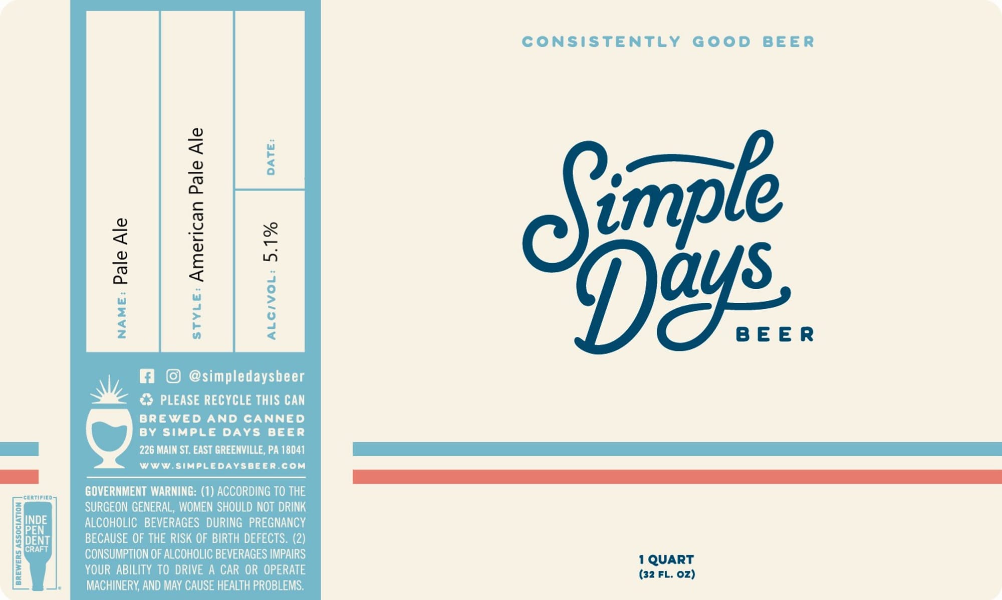 Simple Pale Ale by Simple Days Beer - beer label