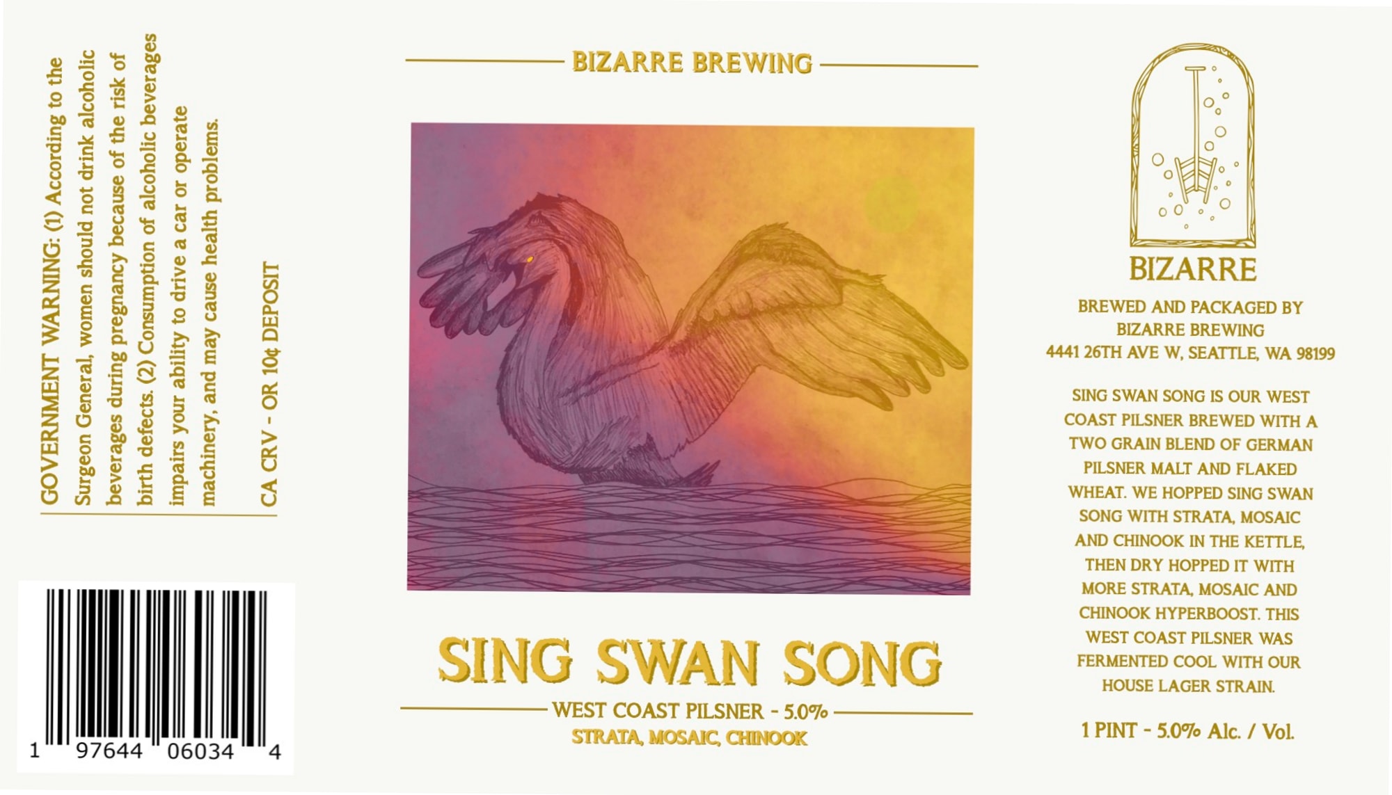 Sing Swan Song by Bizarre Brewing - beer label
