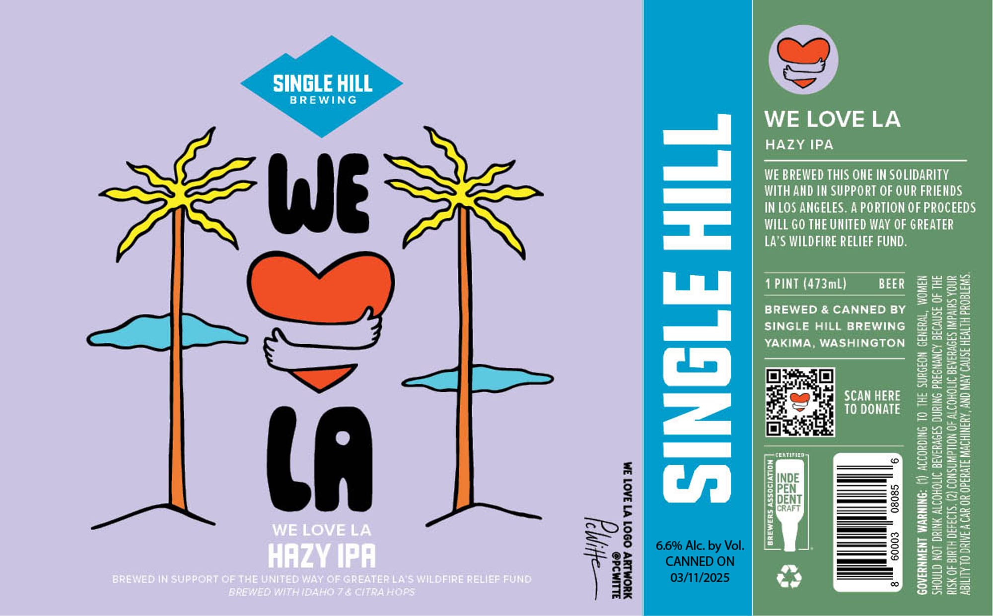 We Love LA Hazy IPA by Single Hill Brewing - beer label