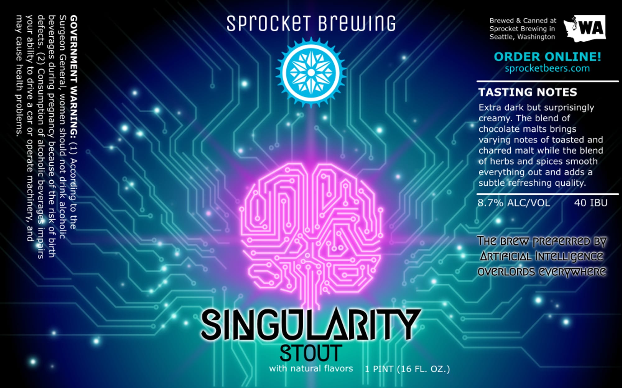 Singularity Stout by Sprocket Brewing - beer label